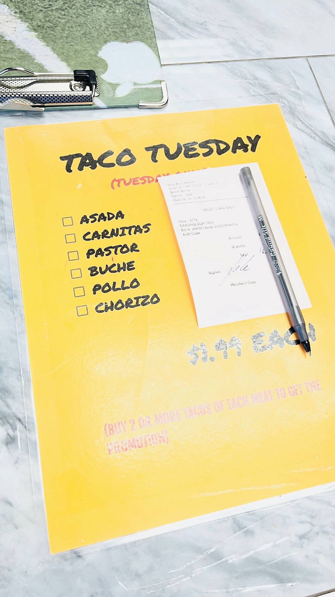 Taco Rico меню