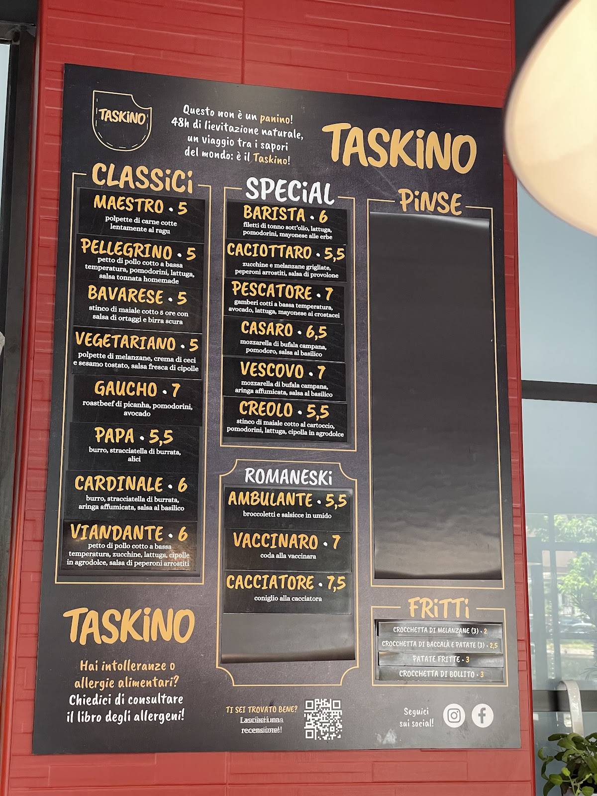 Taskino меню