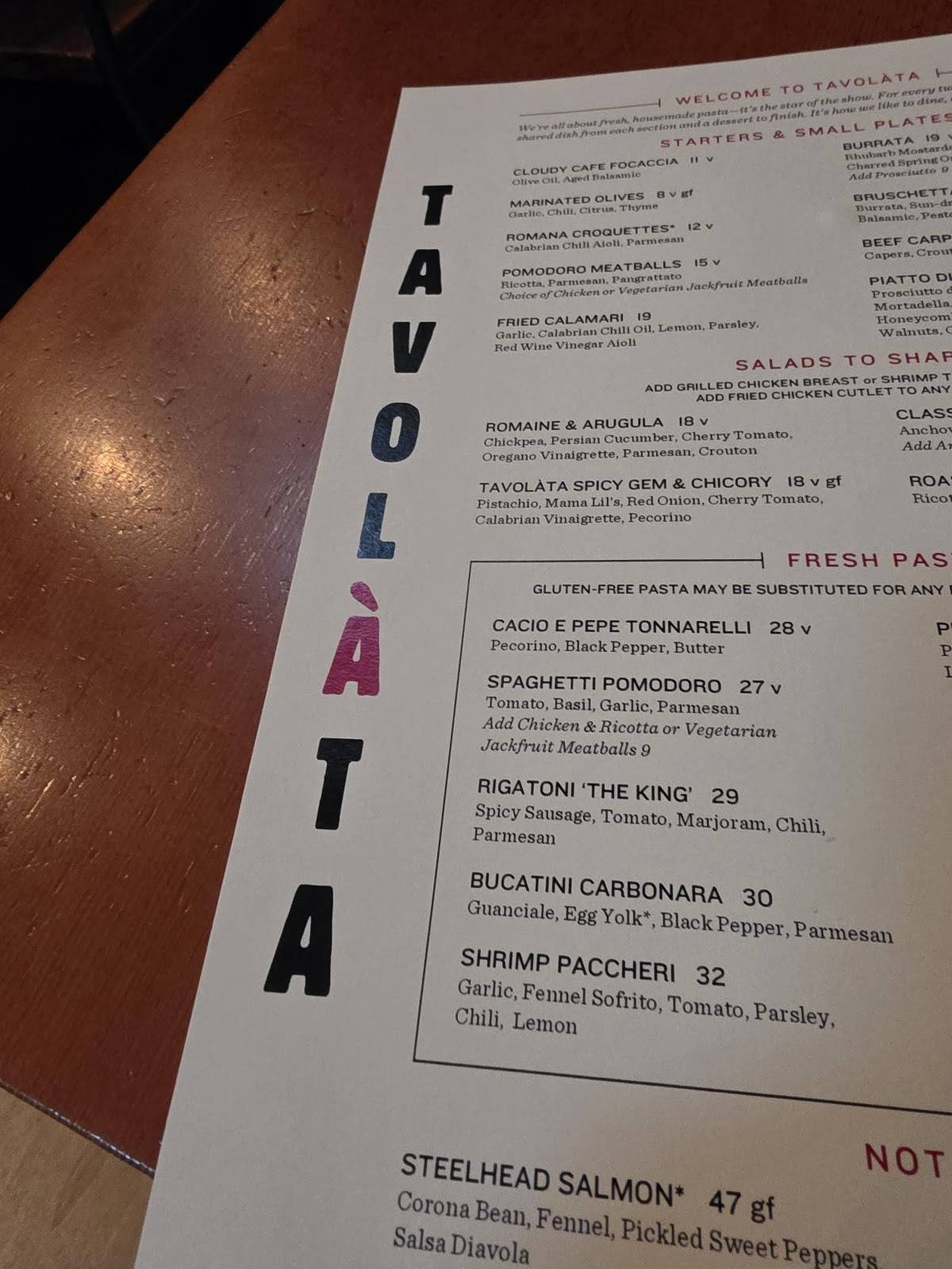 Tavolàta Belltown меню