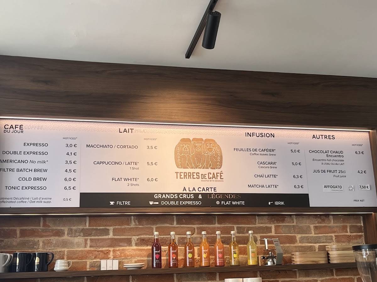 Terres de café меню