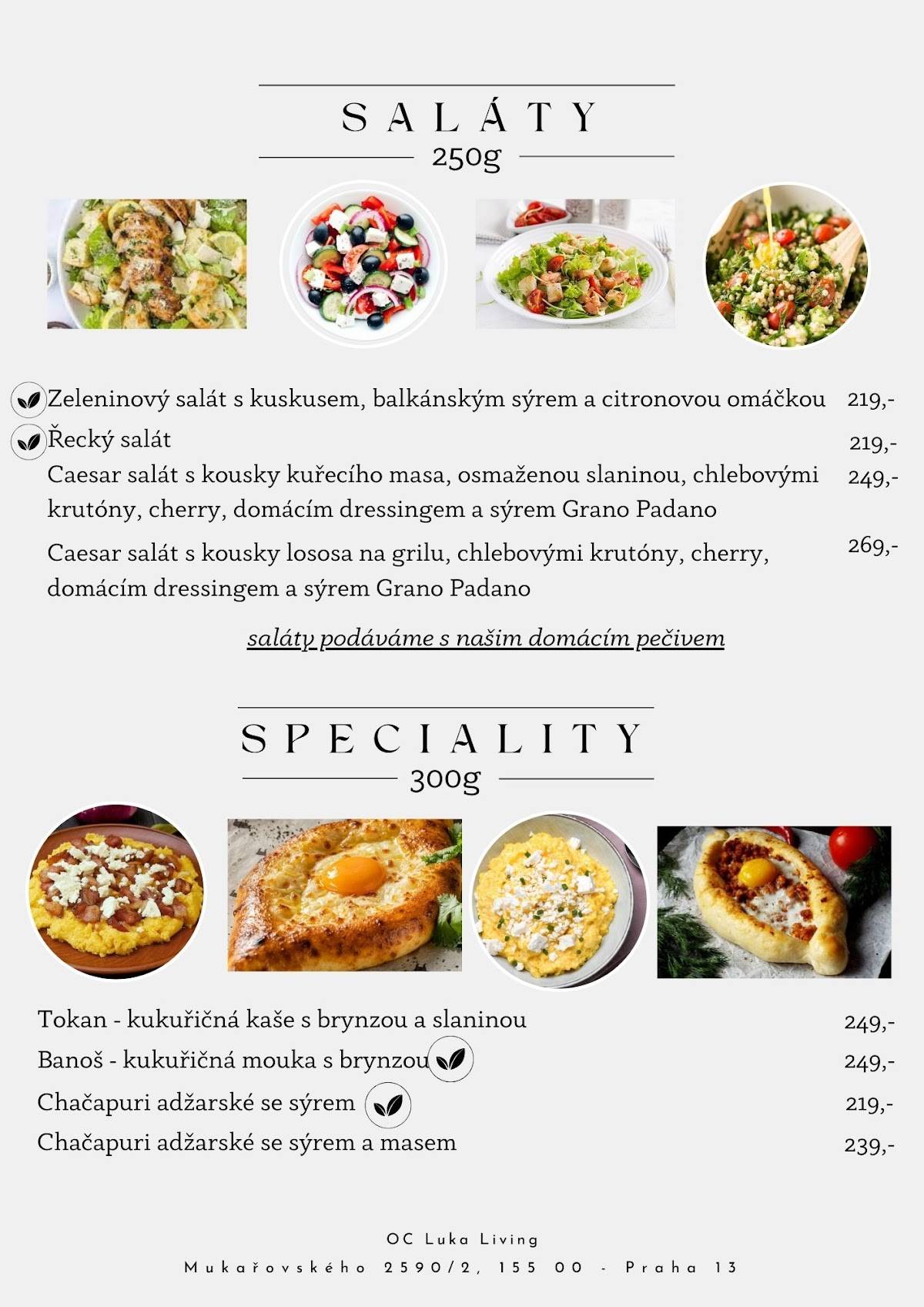 Těstonella меню