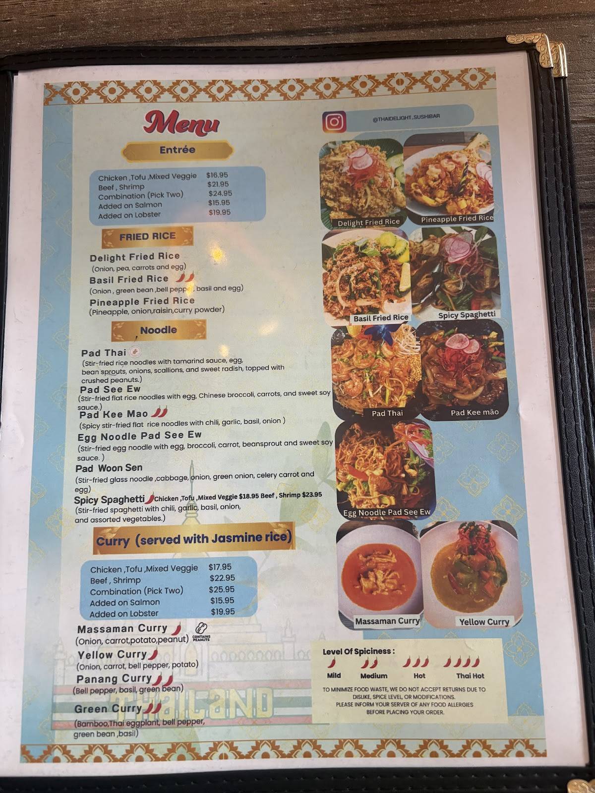 Thai Delight Kitchen Sushi & Bar меню