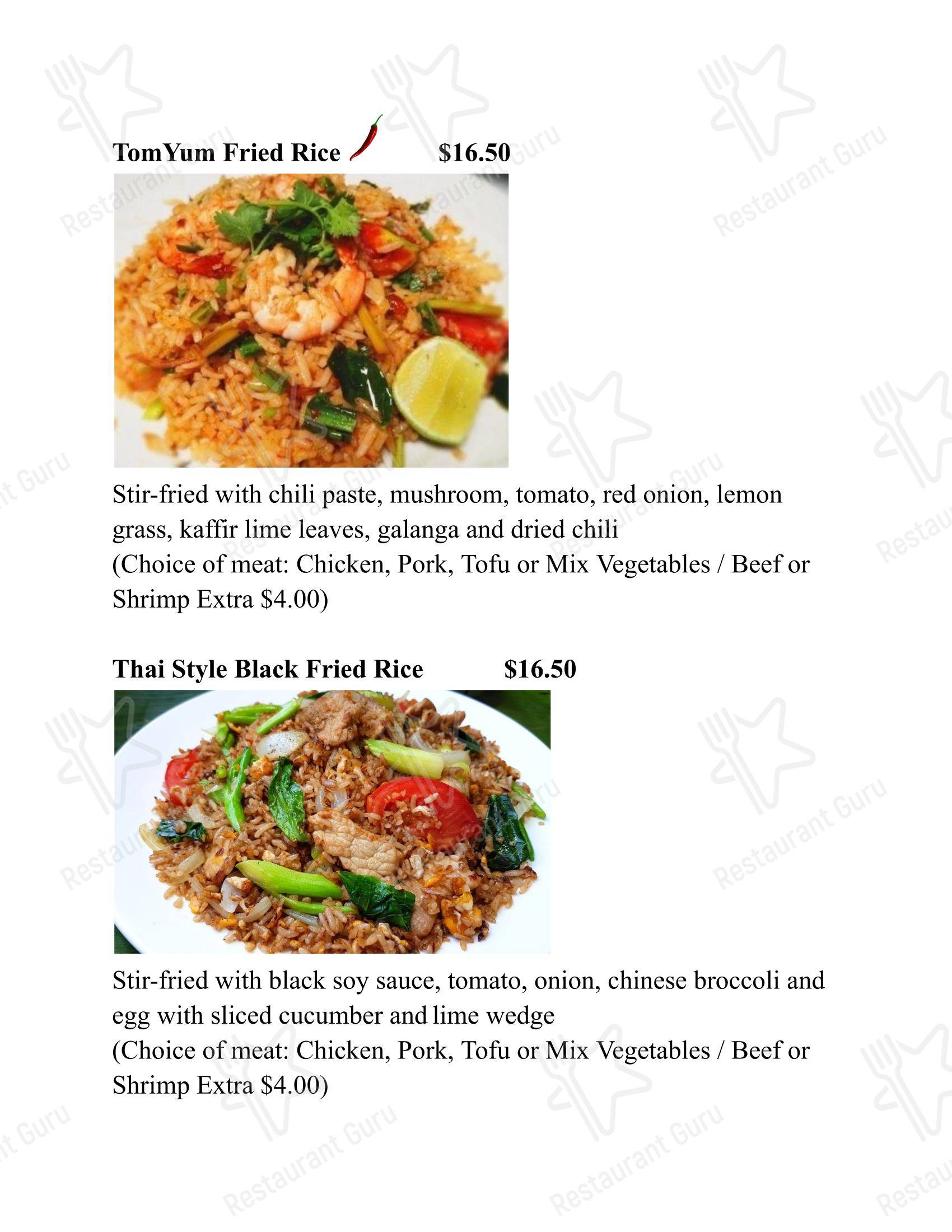 Ночное меню ресторана Thai in Decatur в Декейтере