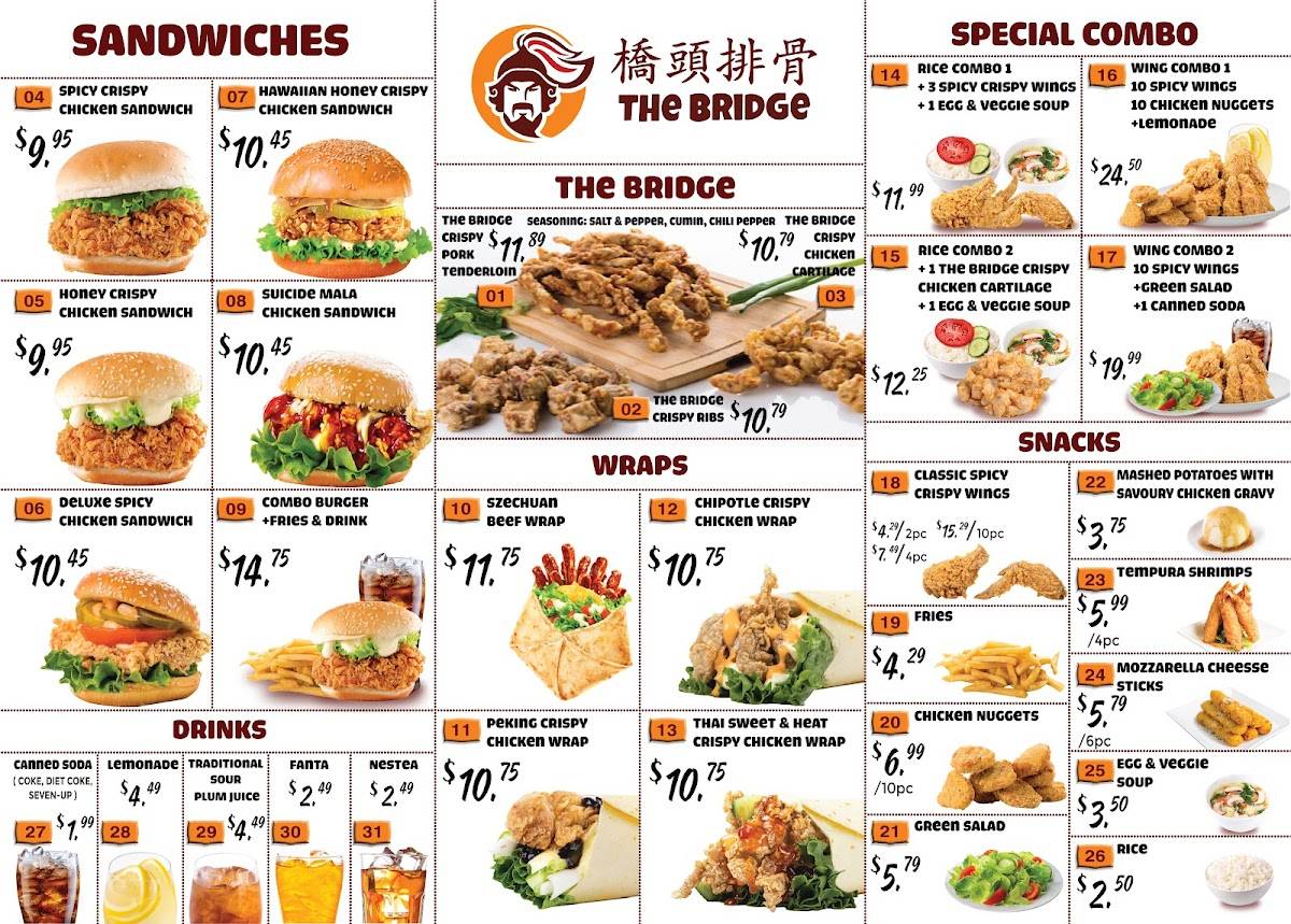The Bridge Ribs 桥头排骨 - Burger, fried short Ribs, fried Pork, Chicken wings and more... меню