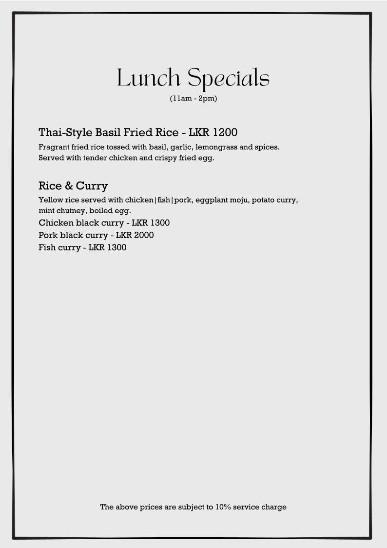 The Chef’s Table меню