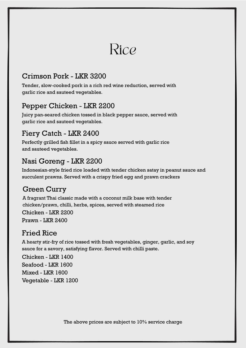 The Chef’s Table меню