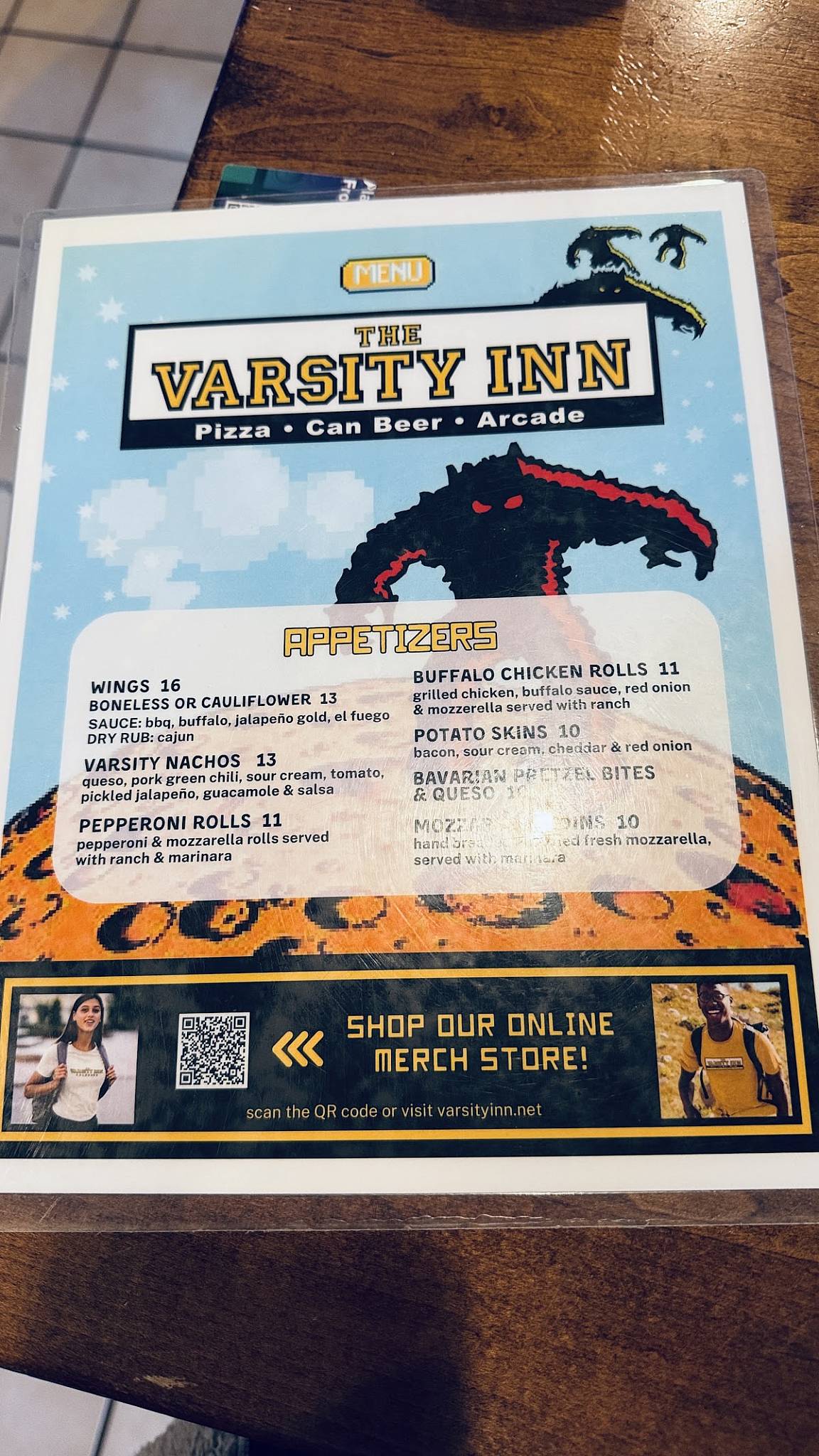 The Varsity Inn меню