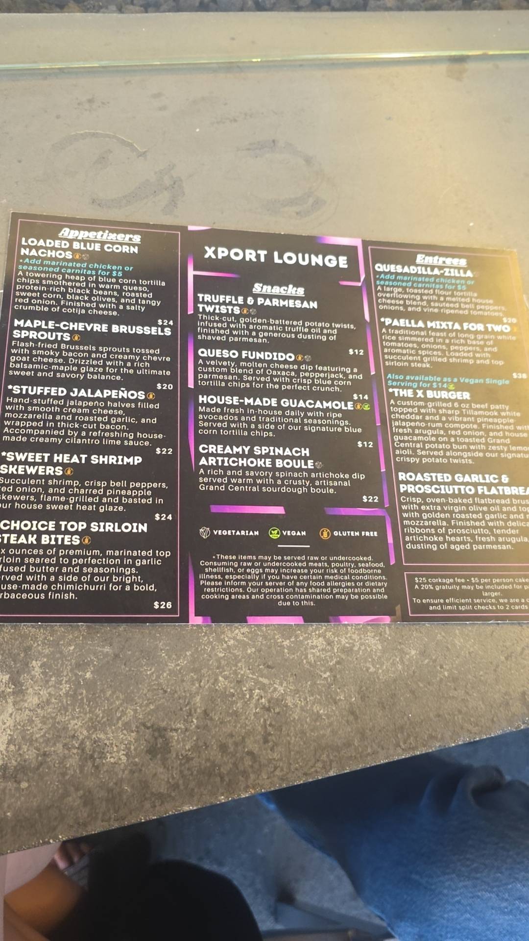 The Xport Rooftop Lounge меню
