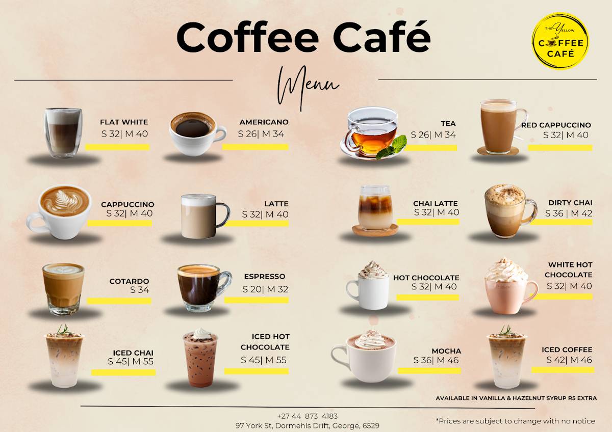 The Yellow Kitchen and Coffee Café меню