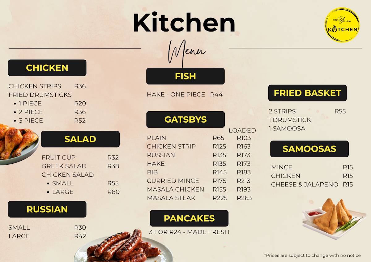 The Yellow Kitchen and Coffee Café меню