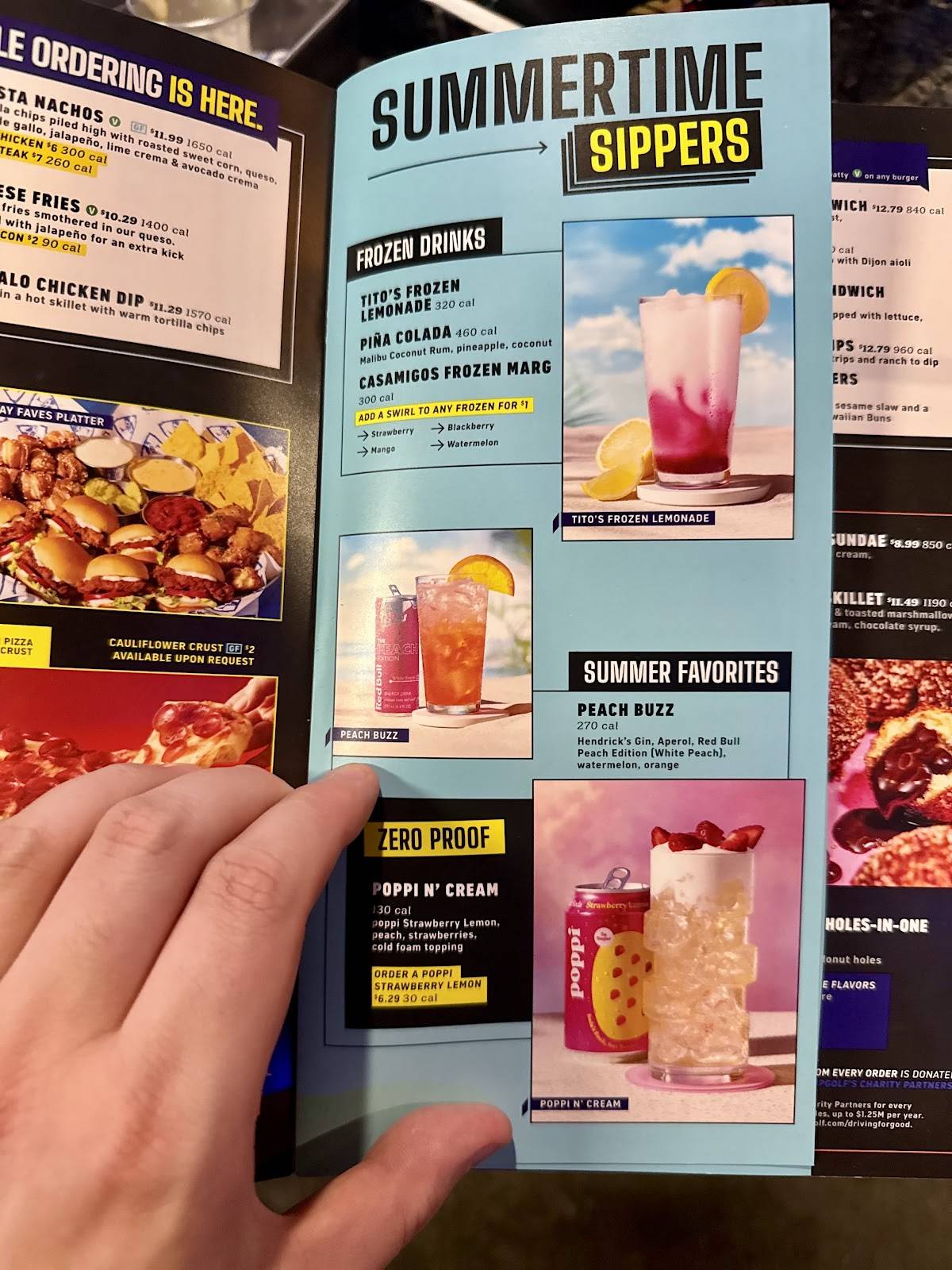 Topgolf Webster меню