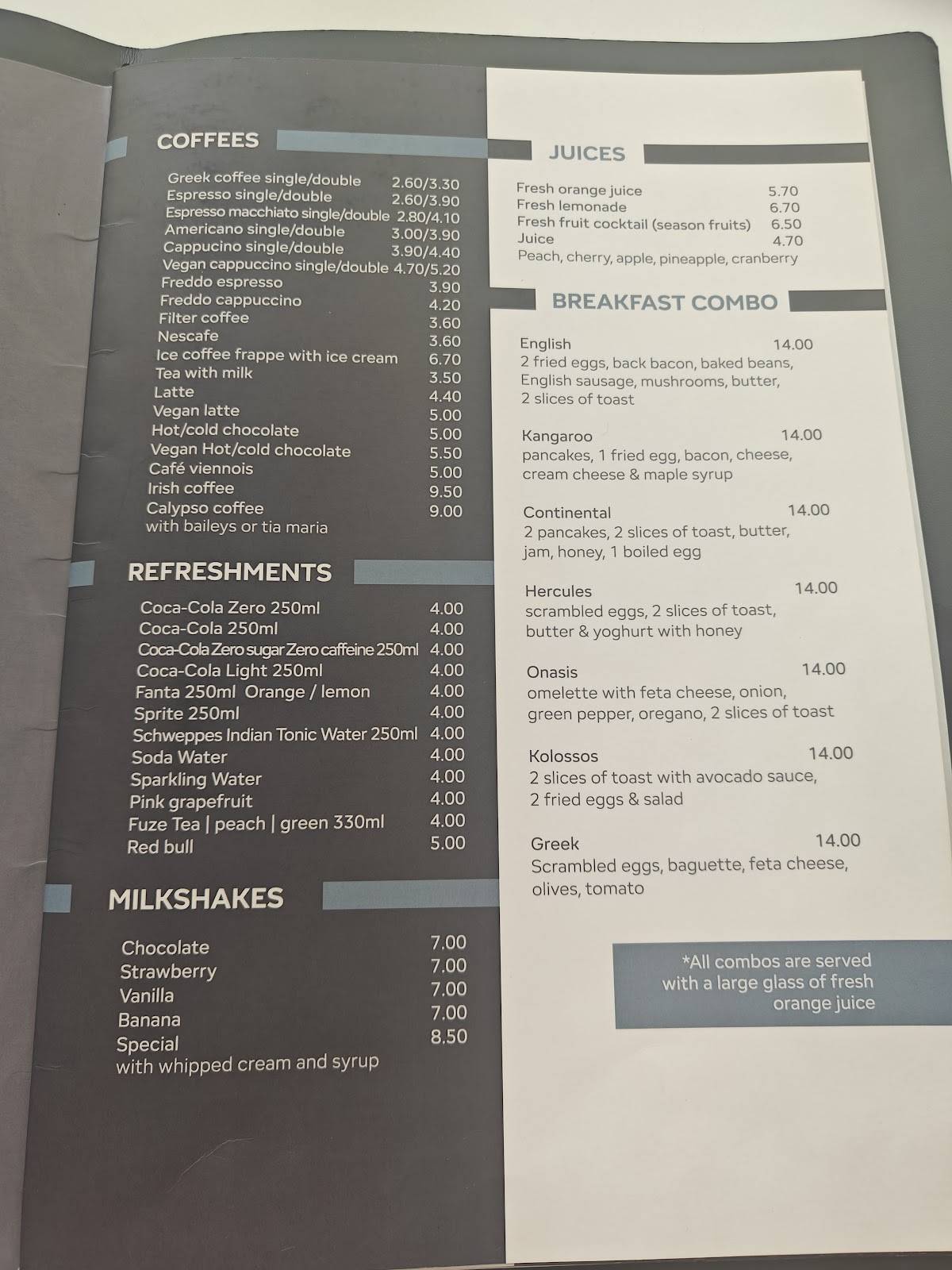 Trianon Cafe меню