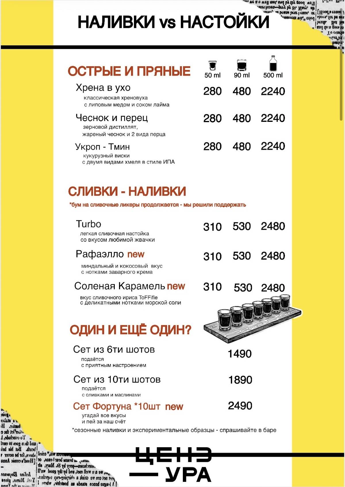 ЦЕНЗУРА бар меню