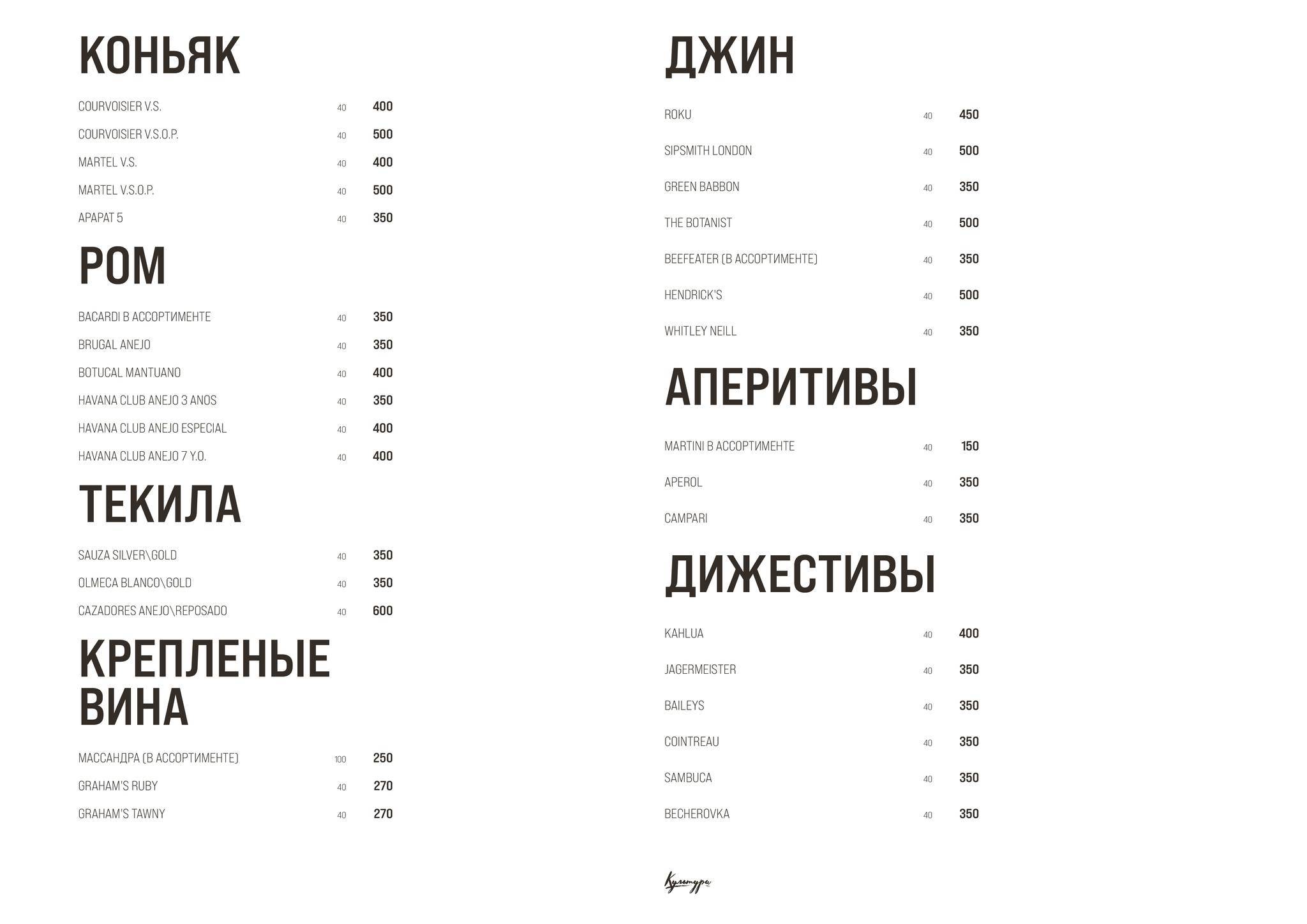 Культура меню