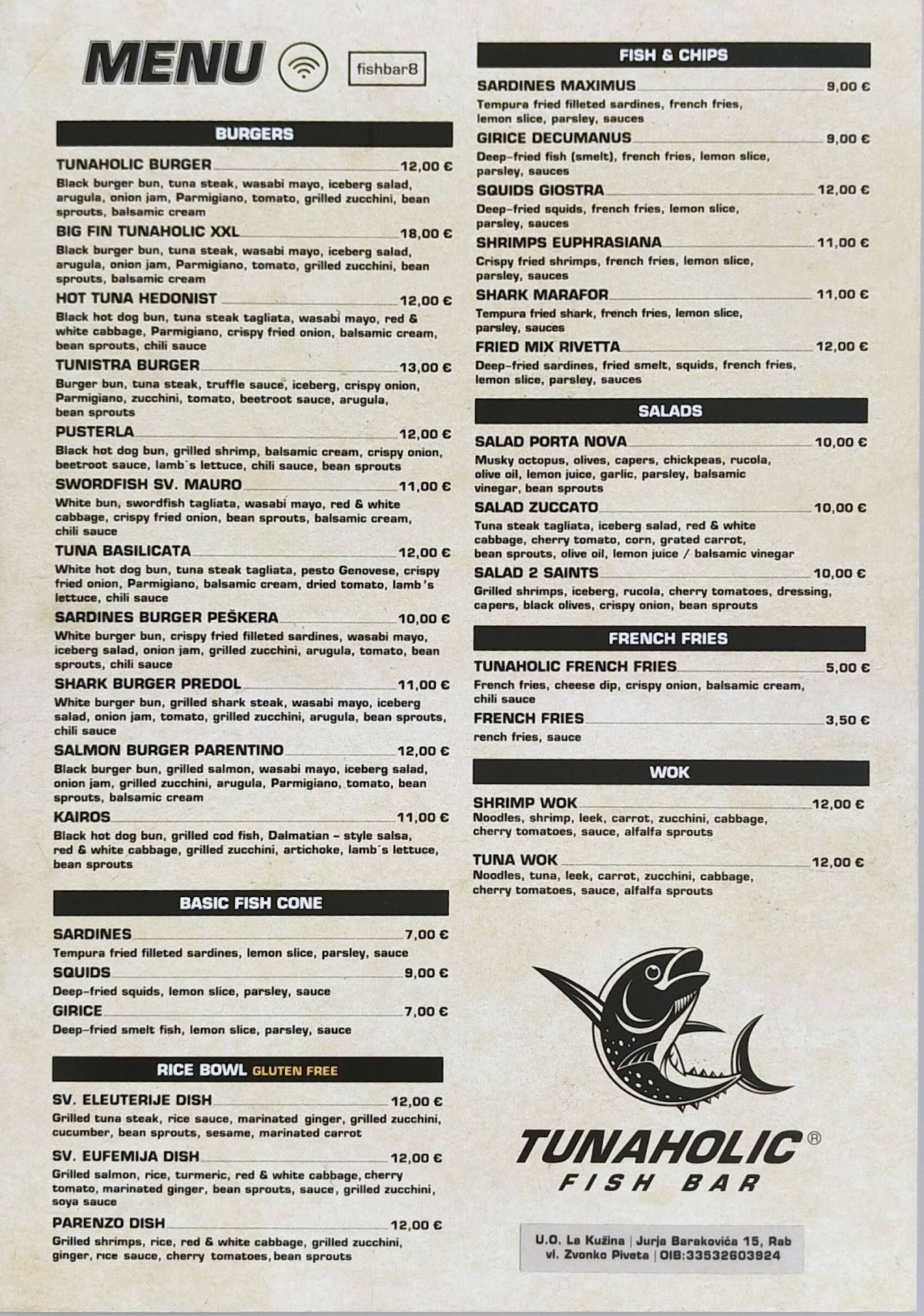 Tunaholic Fish Bar меню