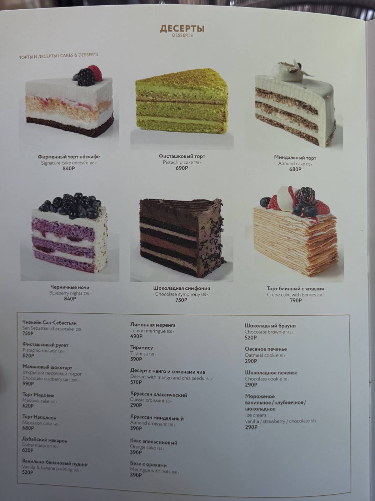 Upside Down Cake меню