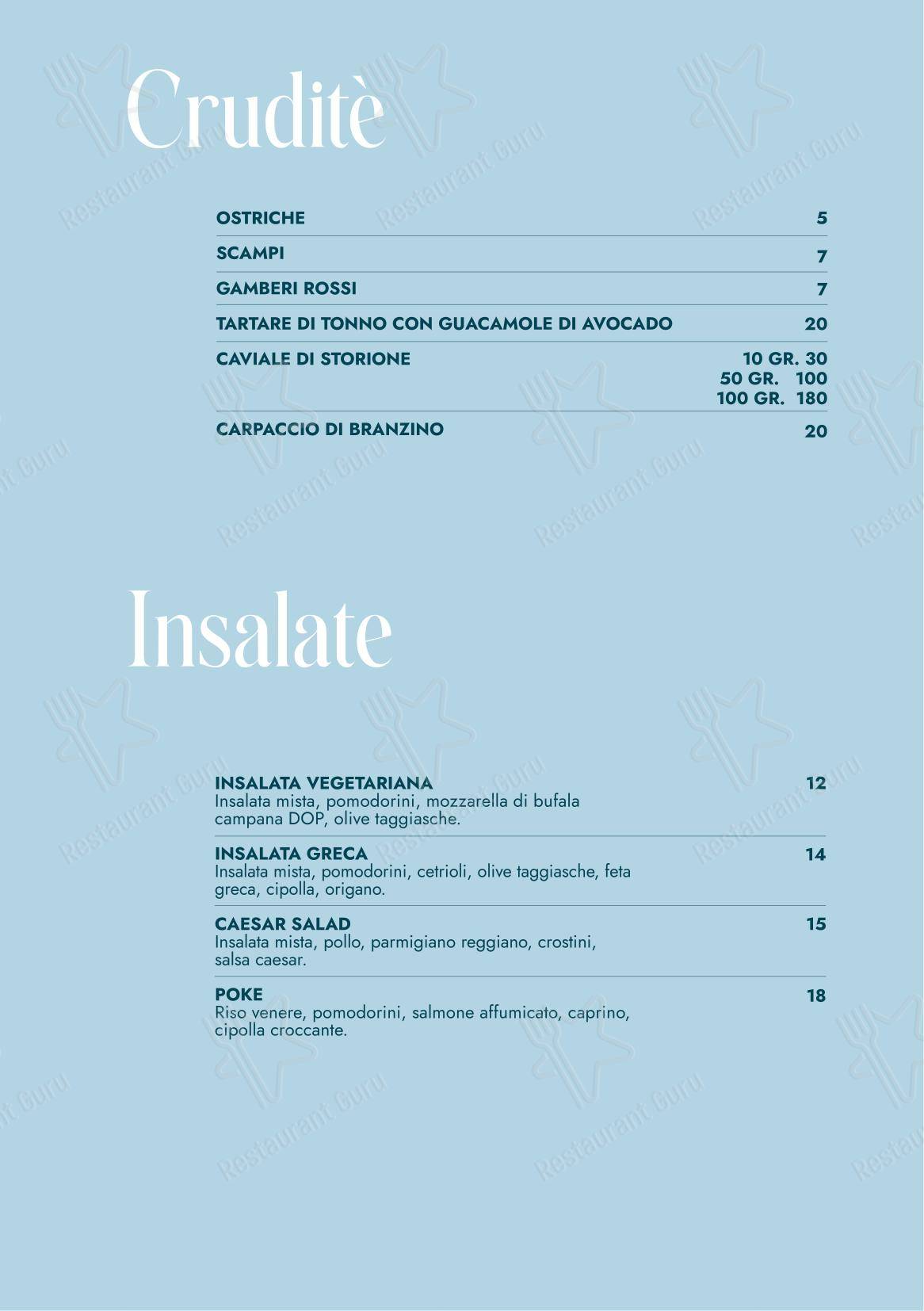 V. Lounge cocktail bar e piscina a Sesto Calende в Сесто-Календе - Меню