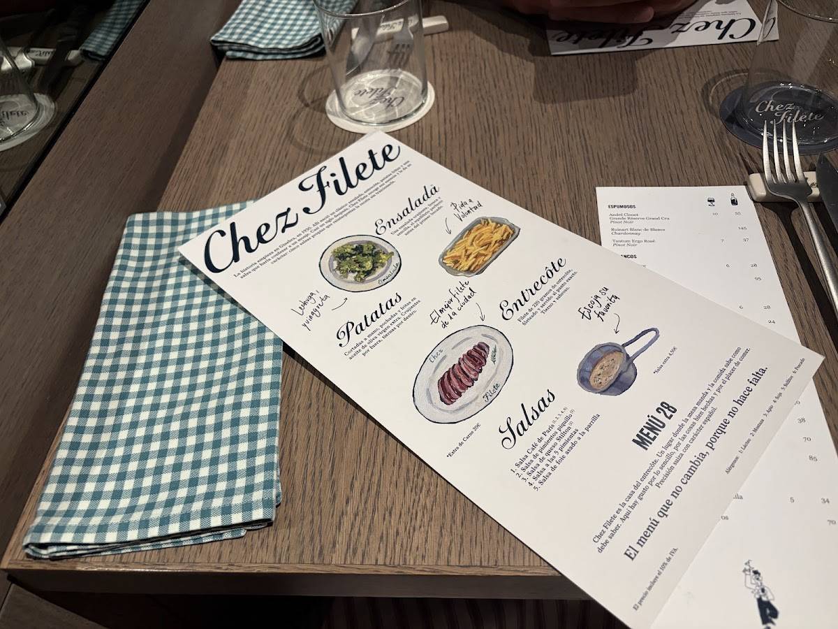 Chez Filete меню