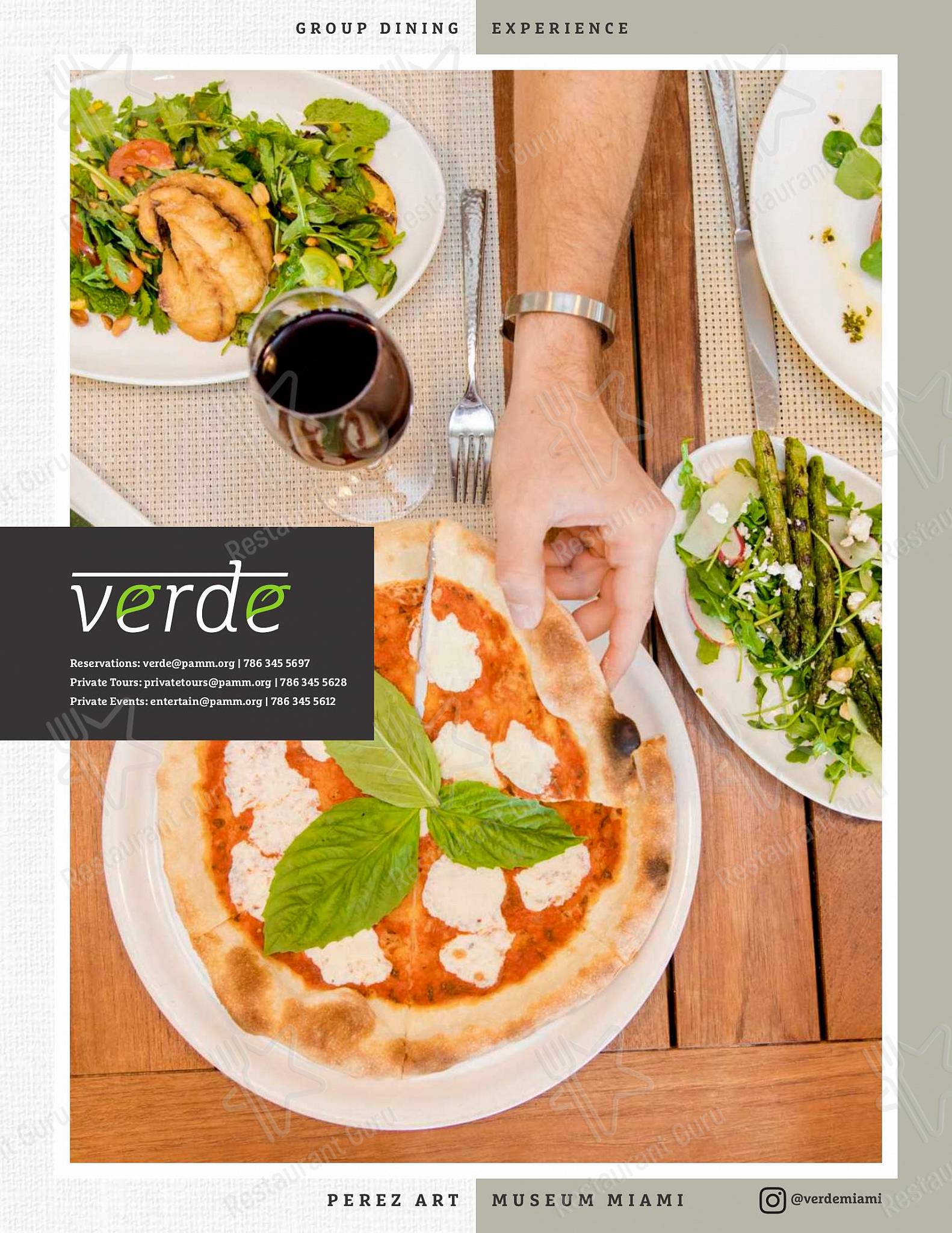 Group Booking Menu кафе Verde