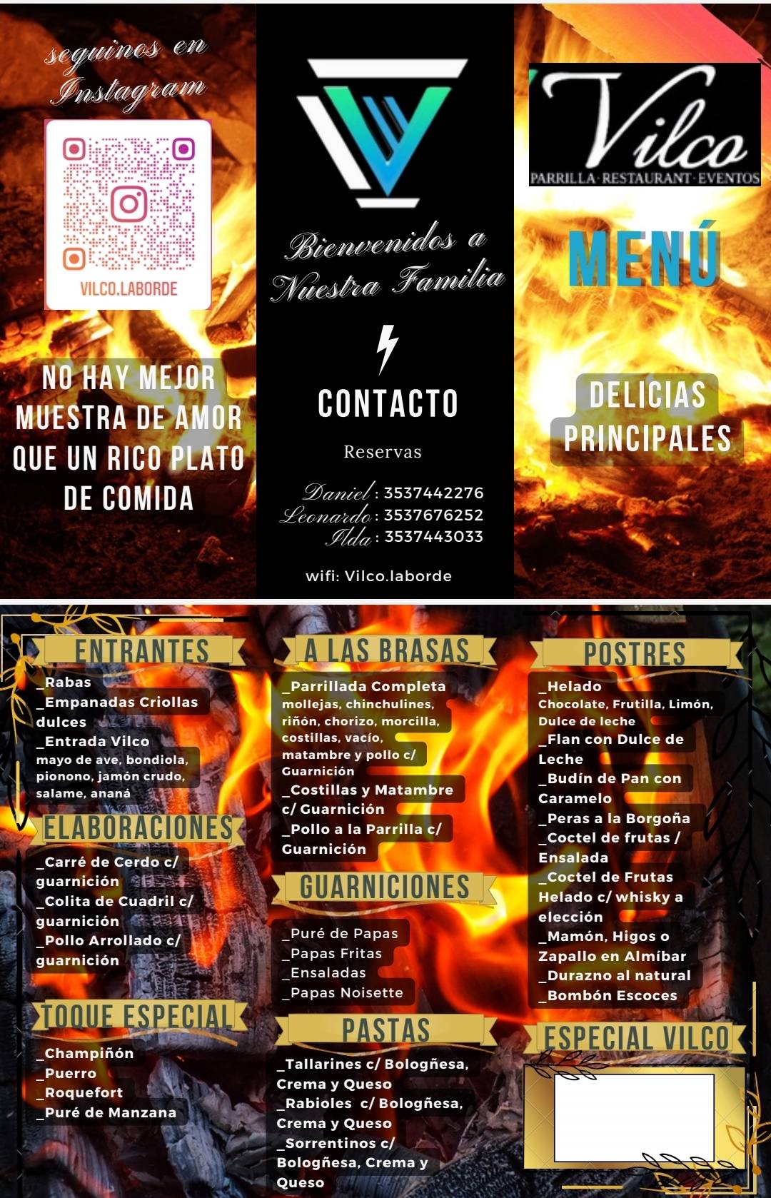 (Vilco ), Parrilla, Restaurante . меню