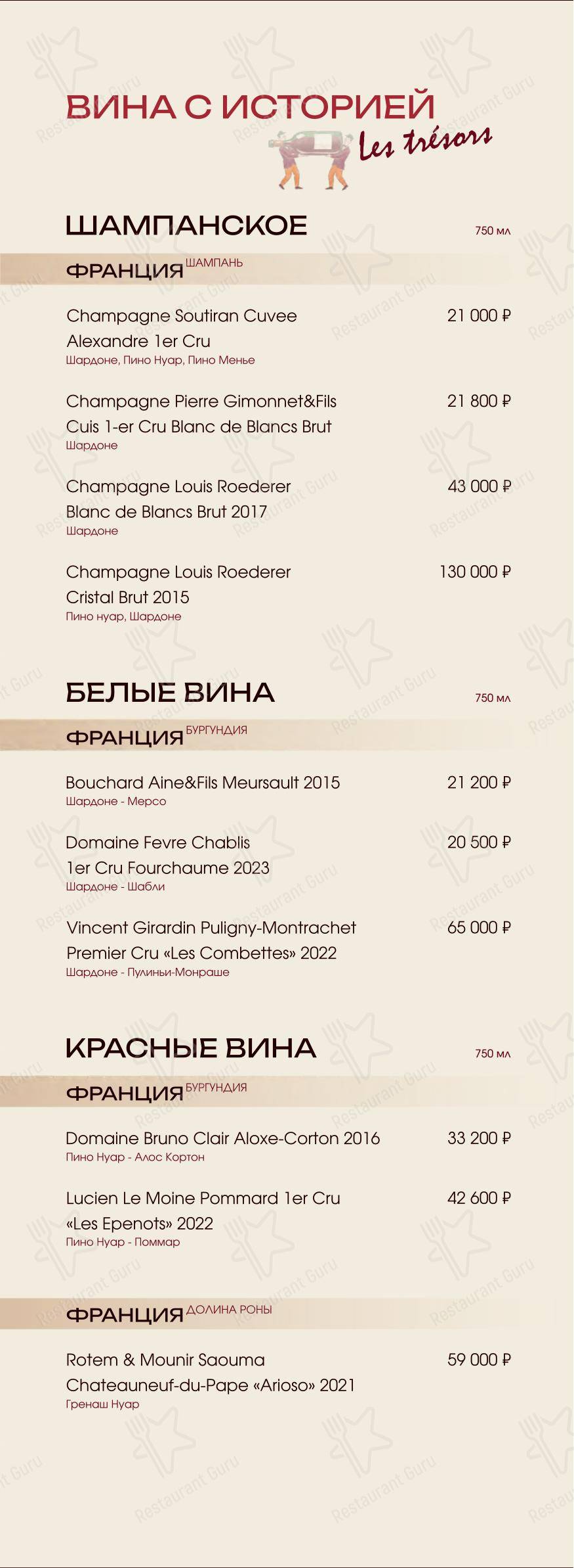 Меню ресторана Виновные - Меню напитков
