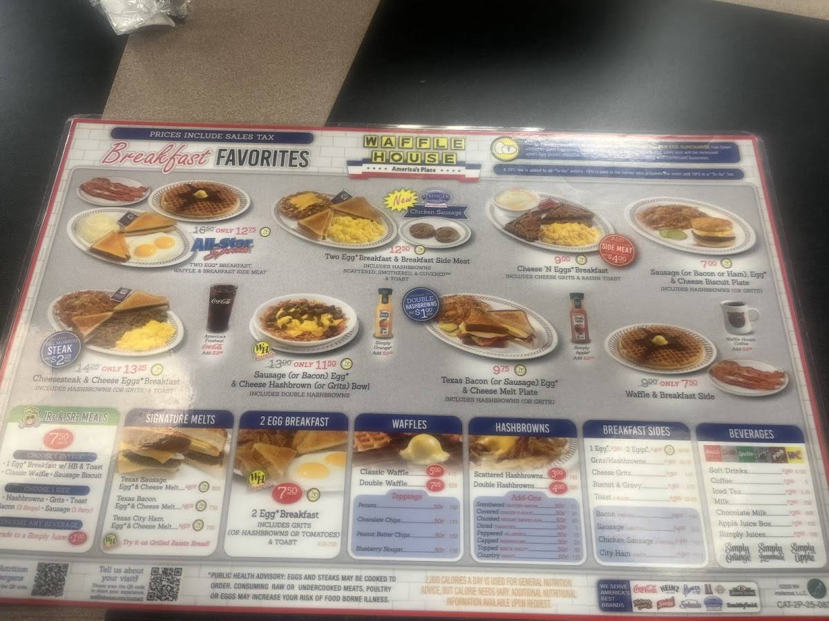 Waffle House меню