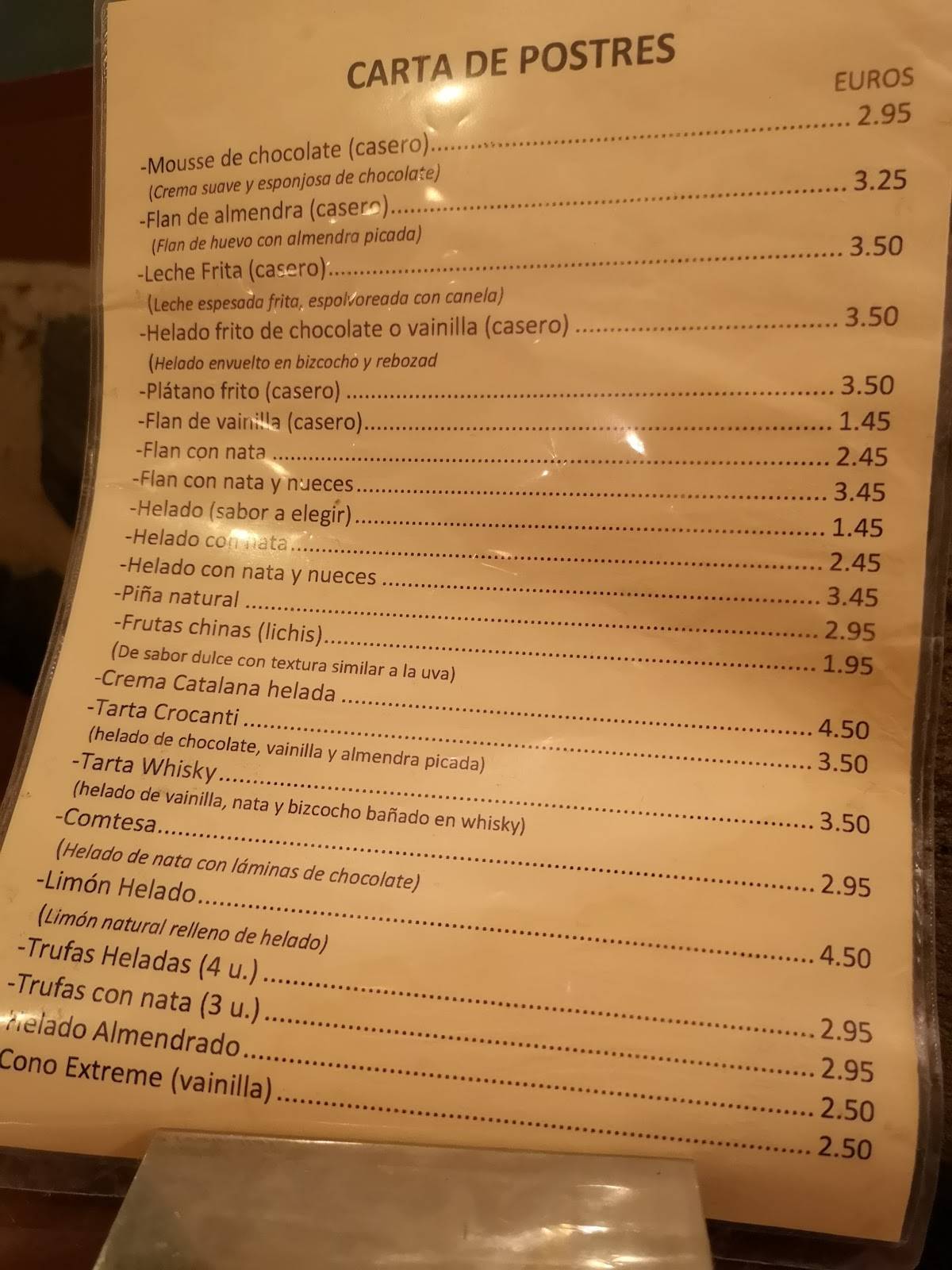 Wansda меню