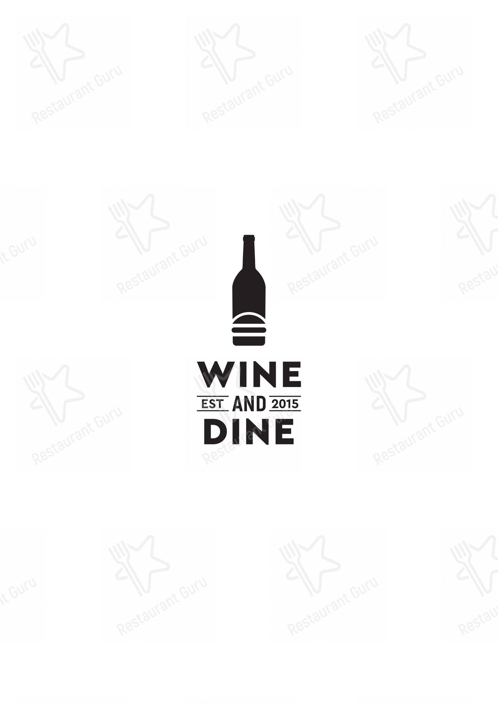Меню для посетителей паба и бара Wine and Dine
