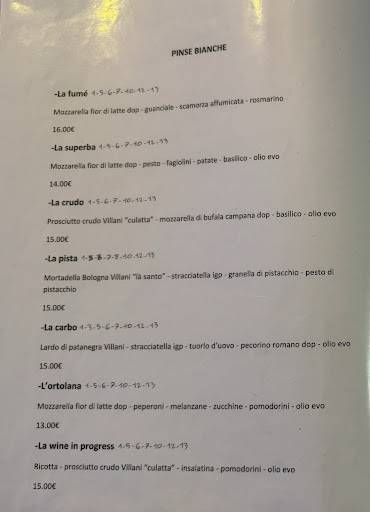 Wine in progress меню