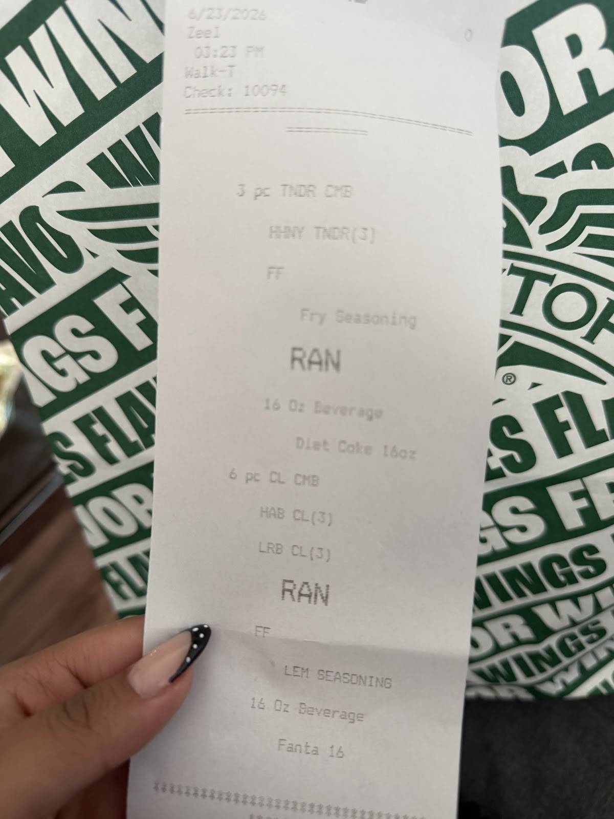 Wingstop меню