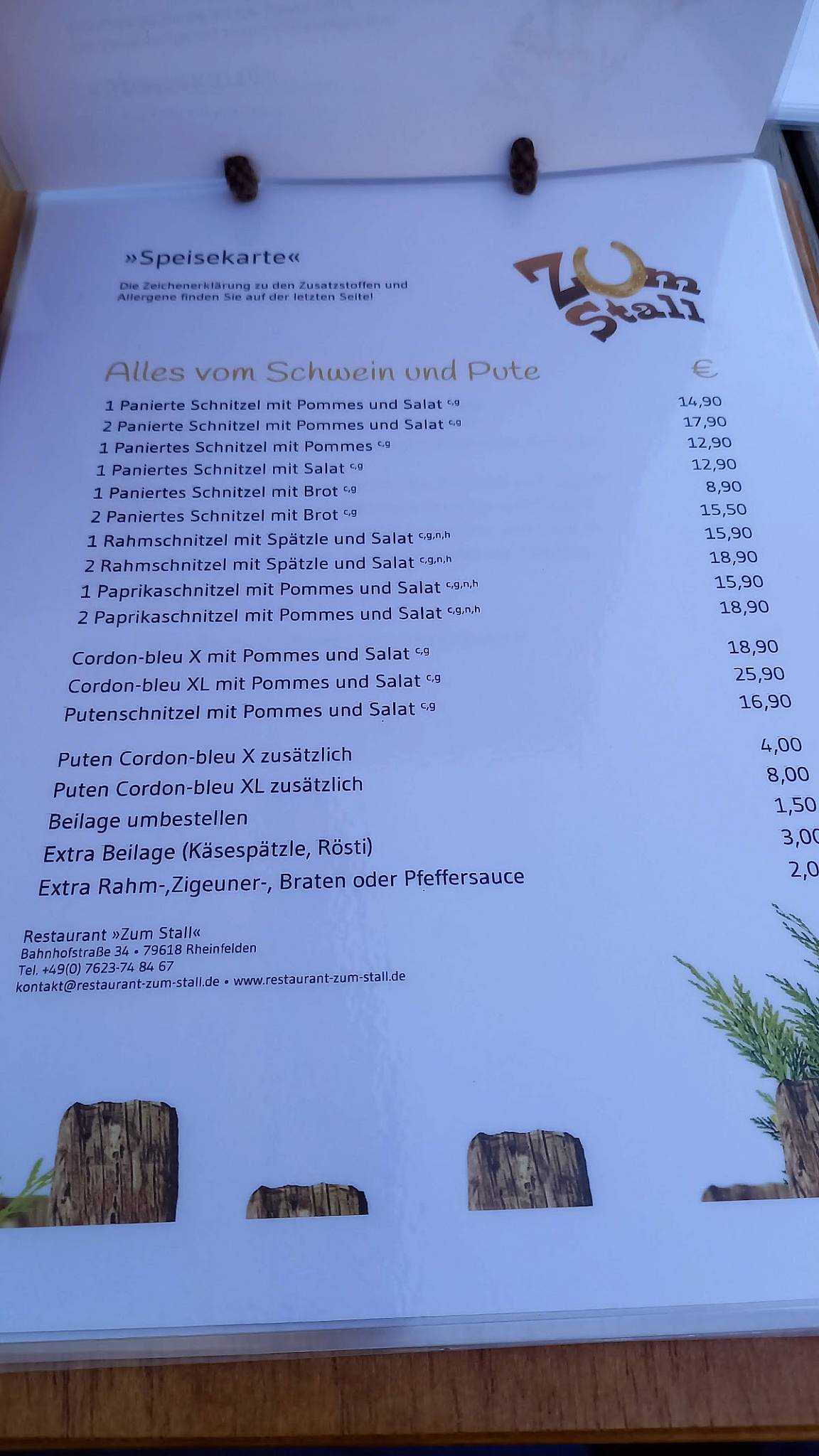 Zum Stall меню
