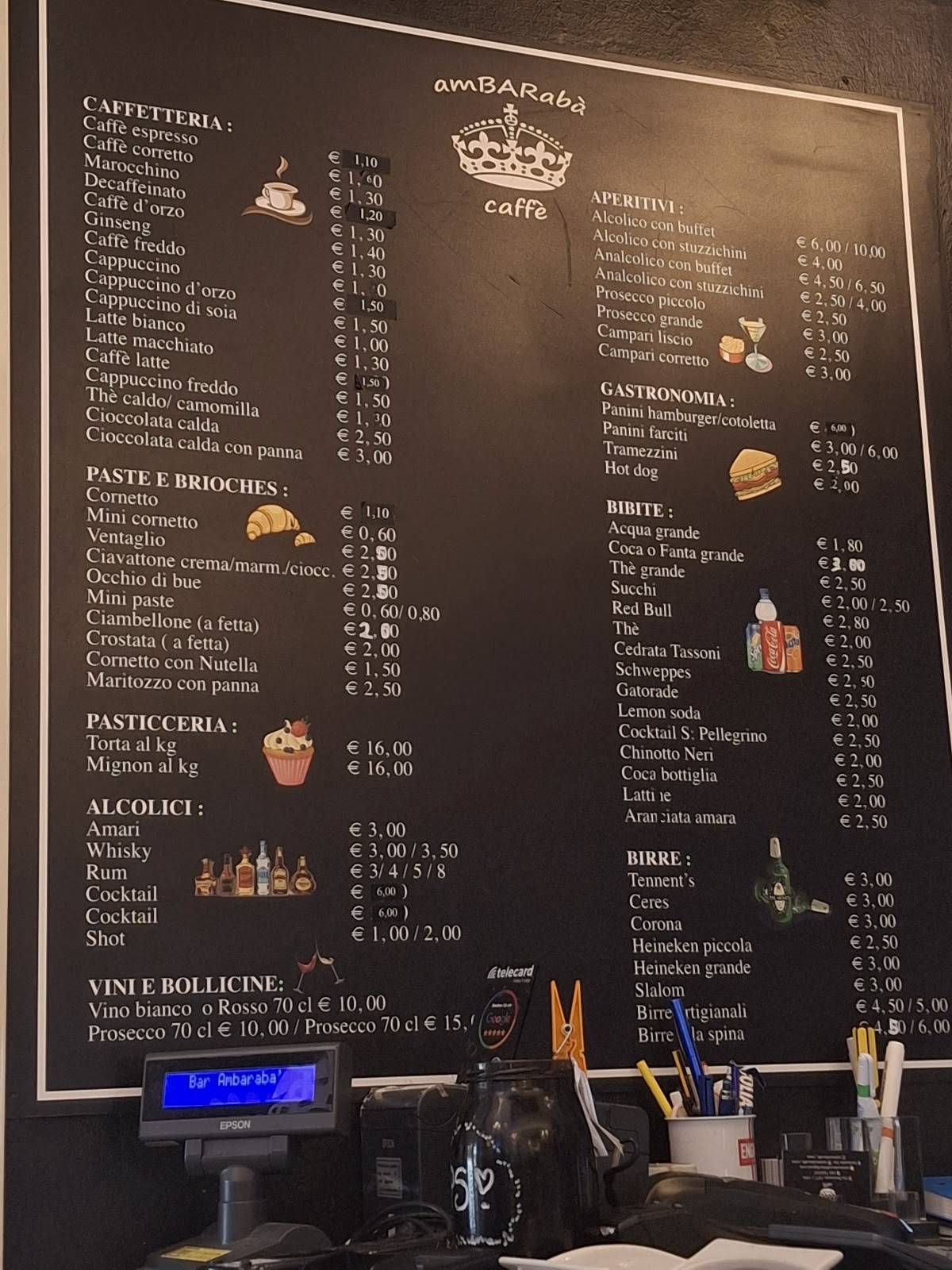 amBARabà caffe' trattoria меню