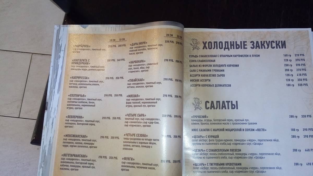 Столовая Пиццерия меню