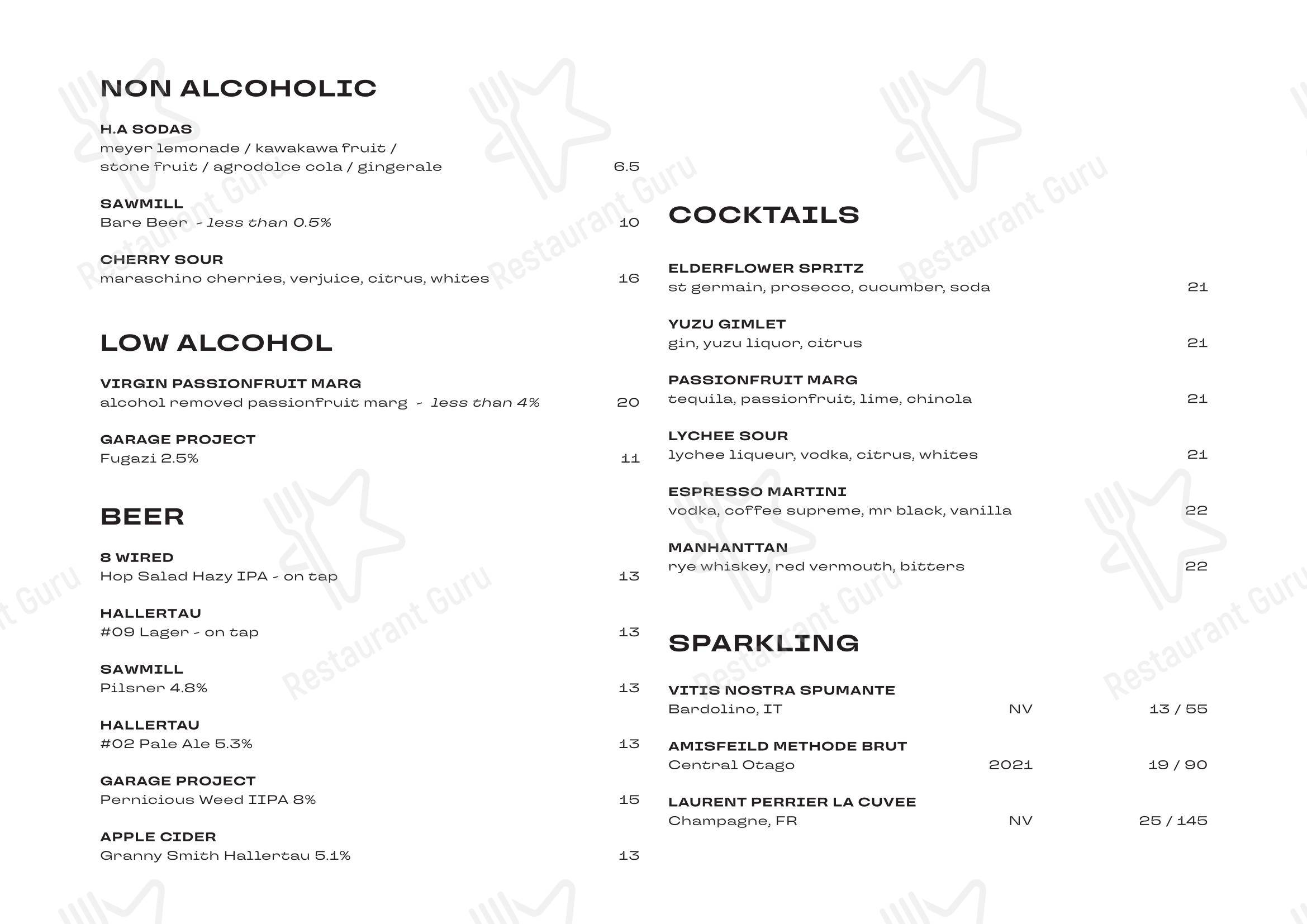 Wine Menu кафе duo