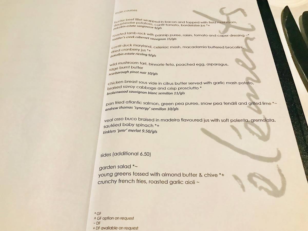 Elements Bar & Dining меню