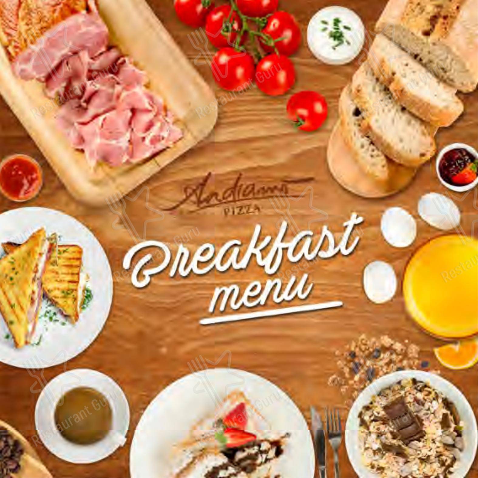 Ночное меню ресторана Andiamo в Праге