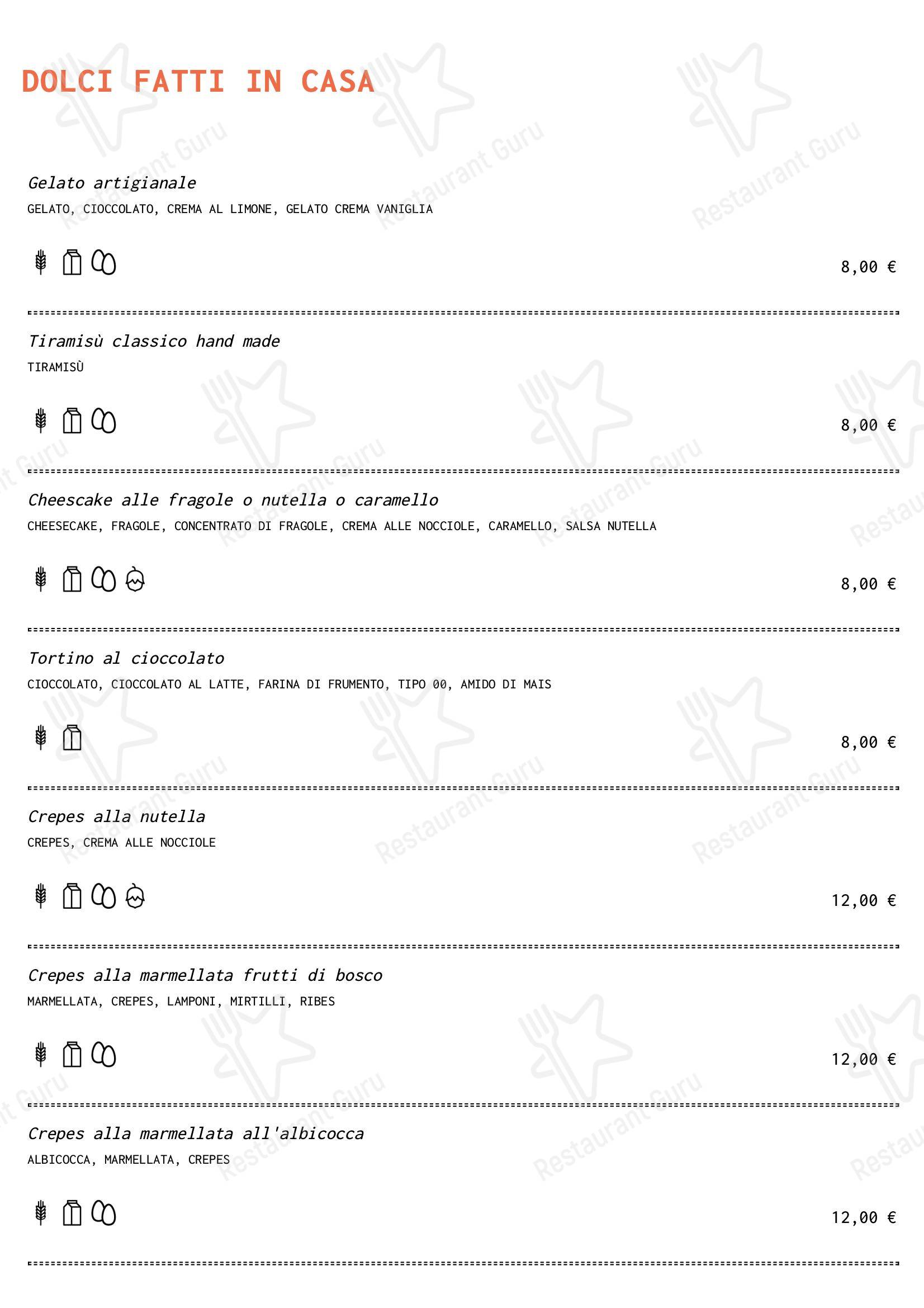 Меню паба и бара Carrots Cafè - Меню