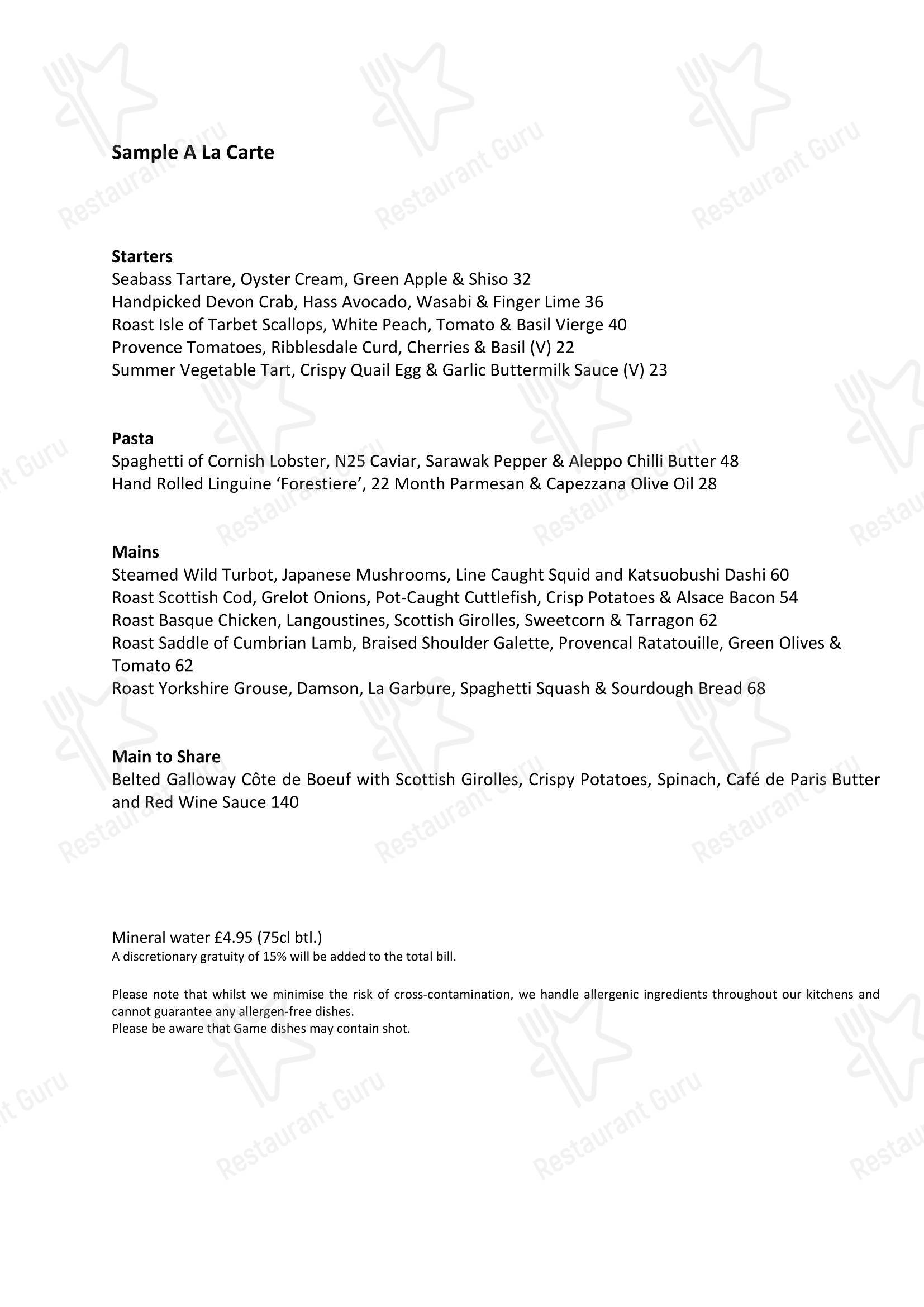 Menu pizzeria ресторана Cornus