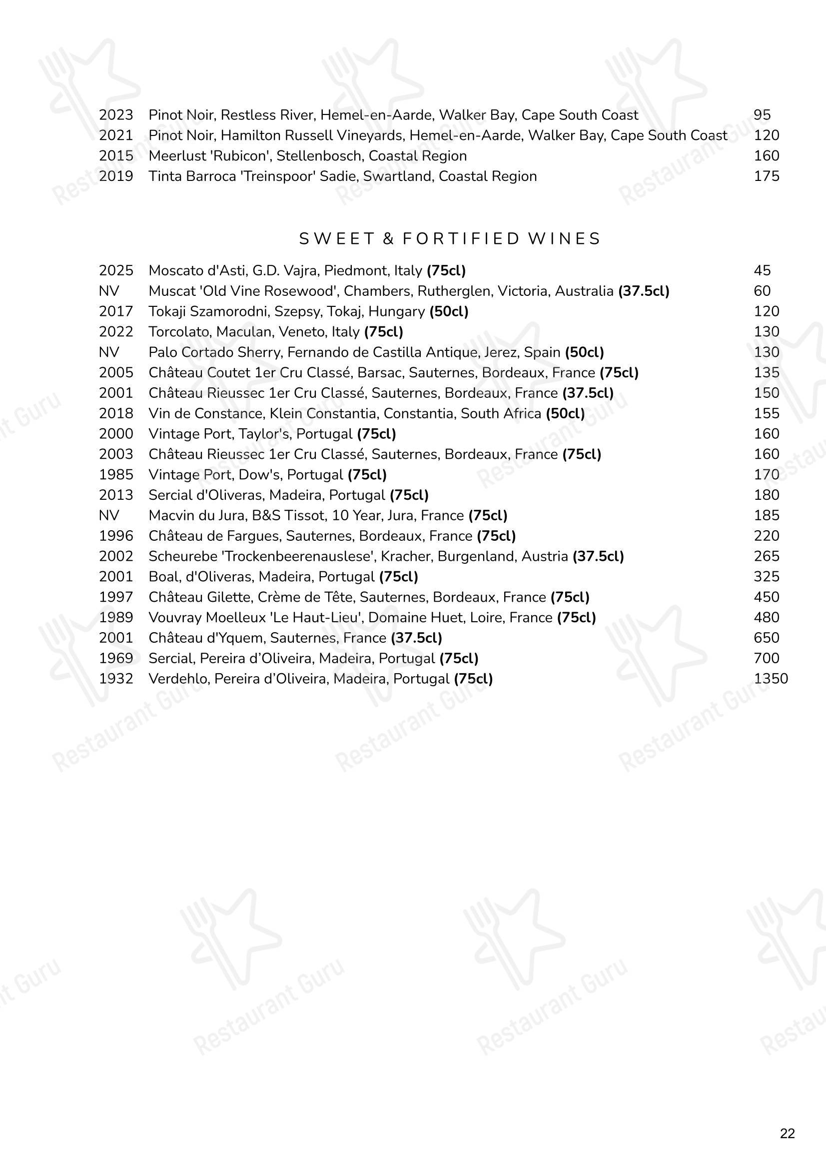 Меню ресторана Cornus - Menu bistro