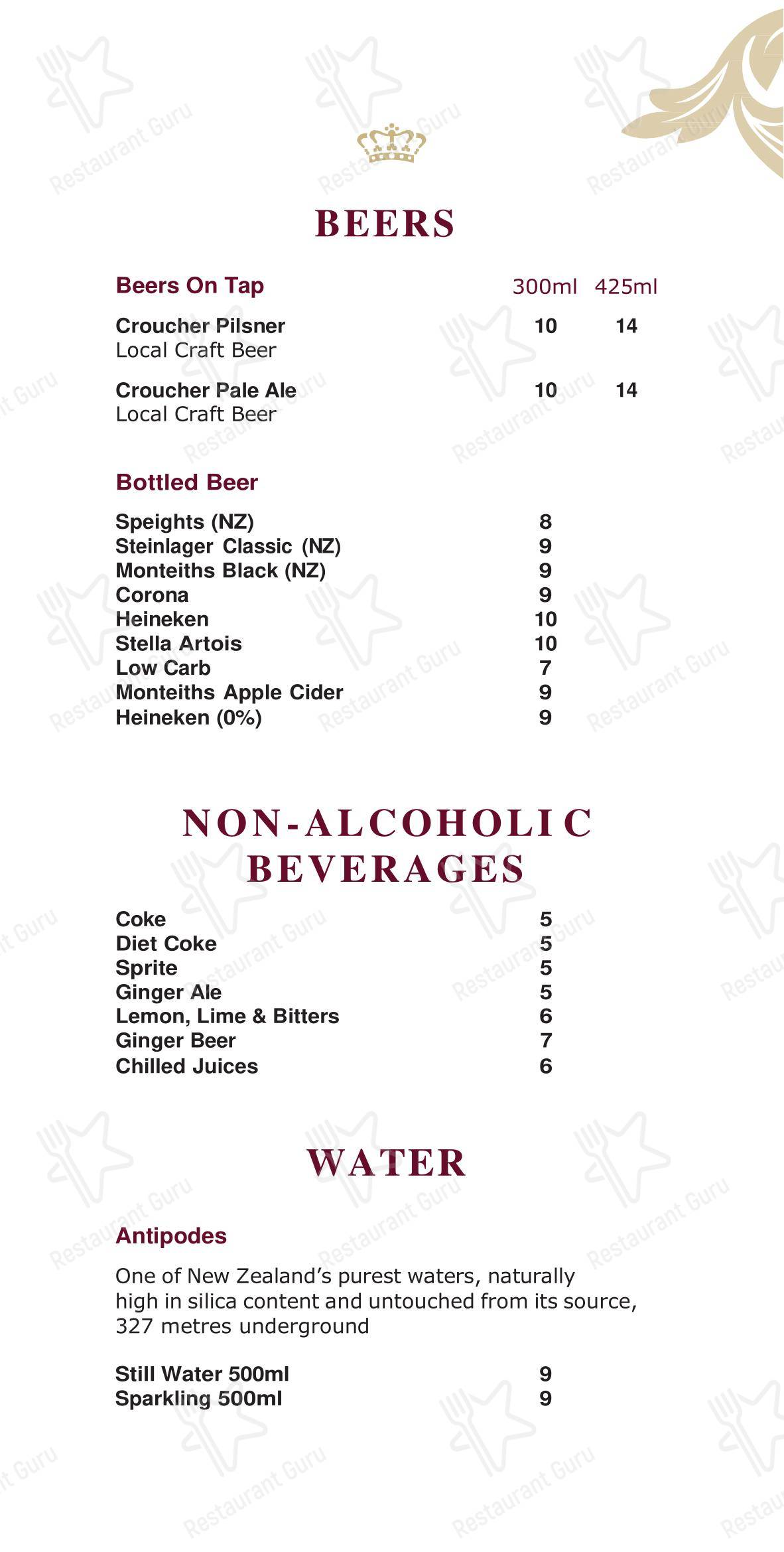 Duke's Restaurant & Bar в Роторуа - Меню напитков