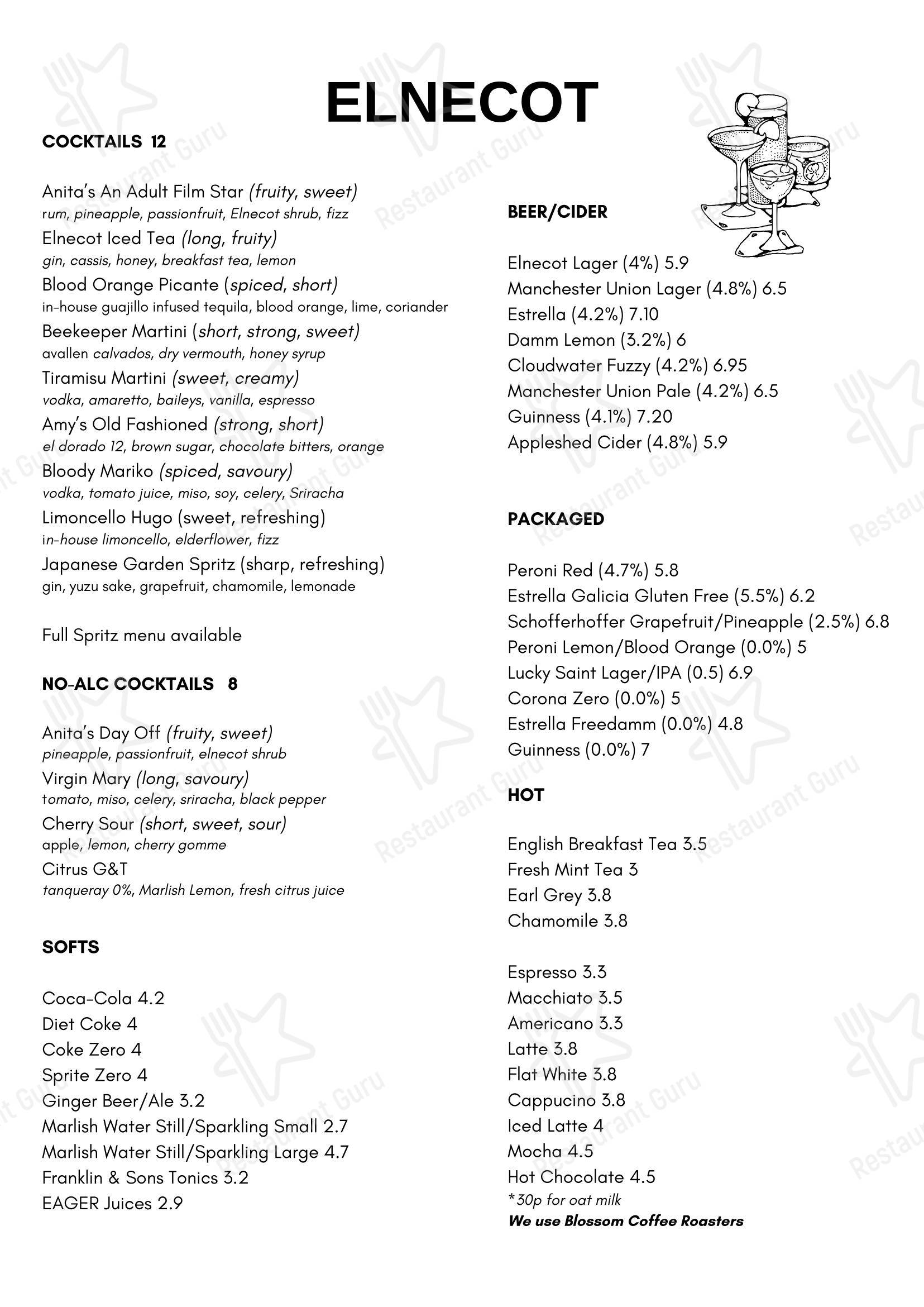 Меню паба и бара Elnecot - OUR MENU