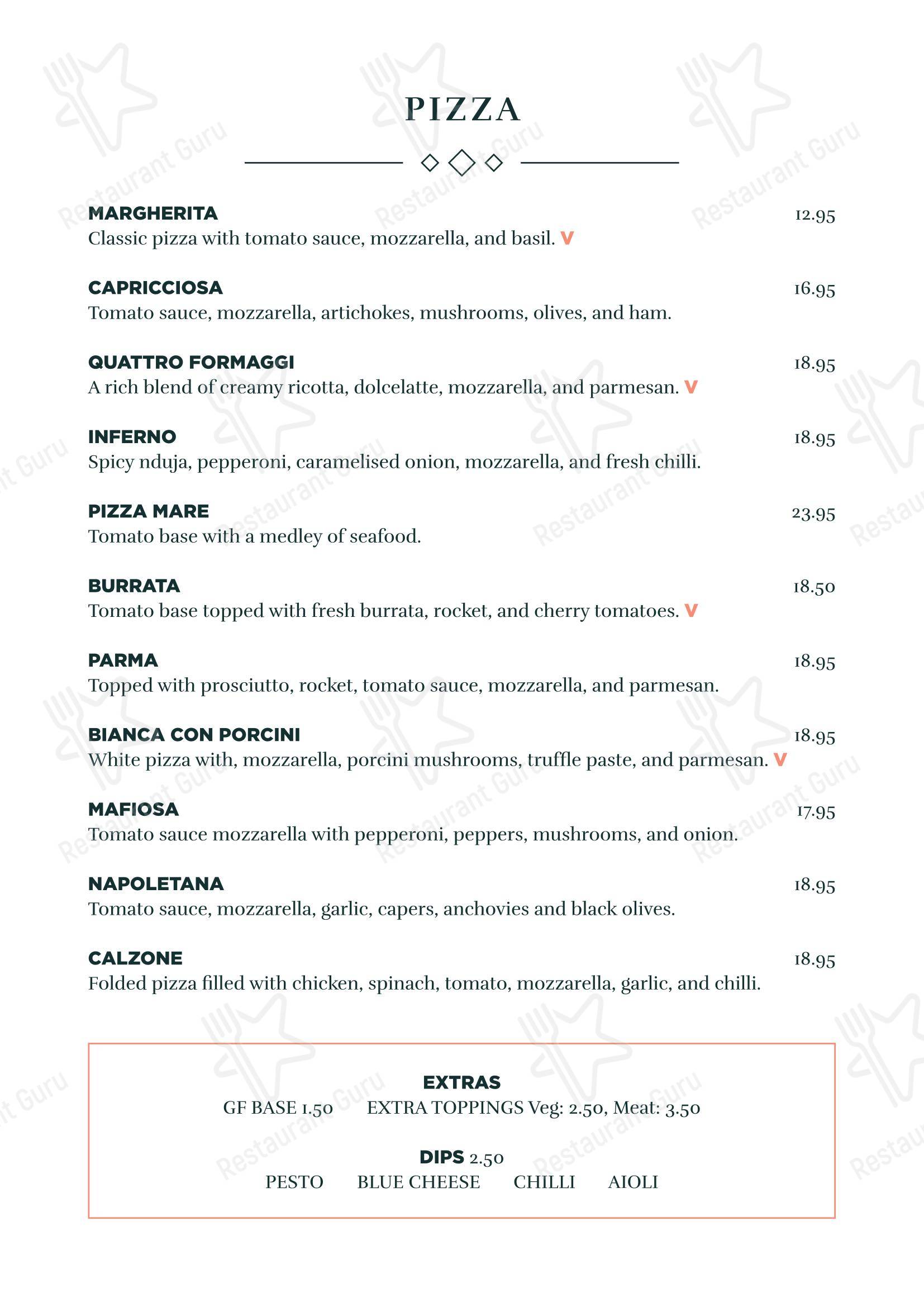Меню напитков ресторана Gio Ristorante в Манчестере