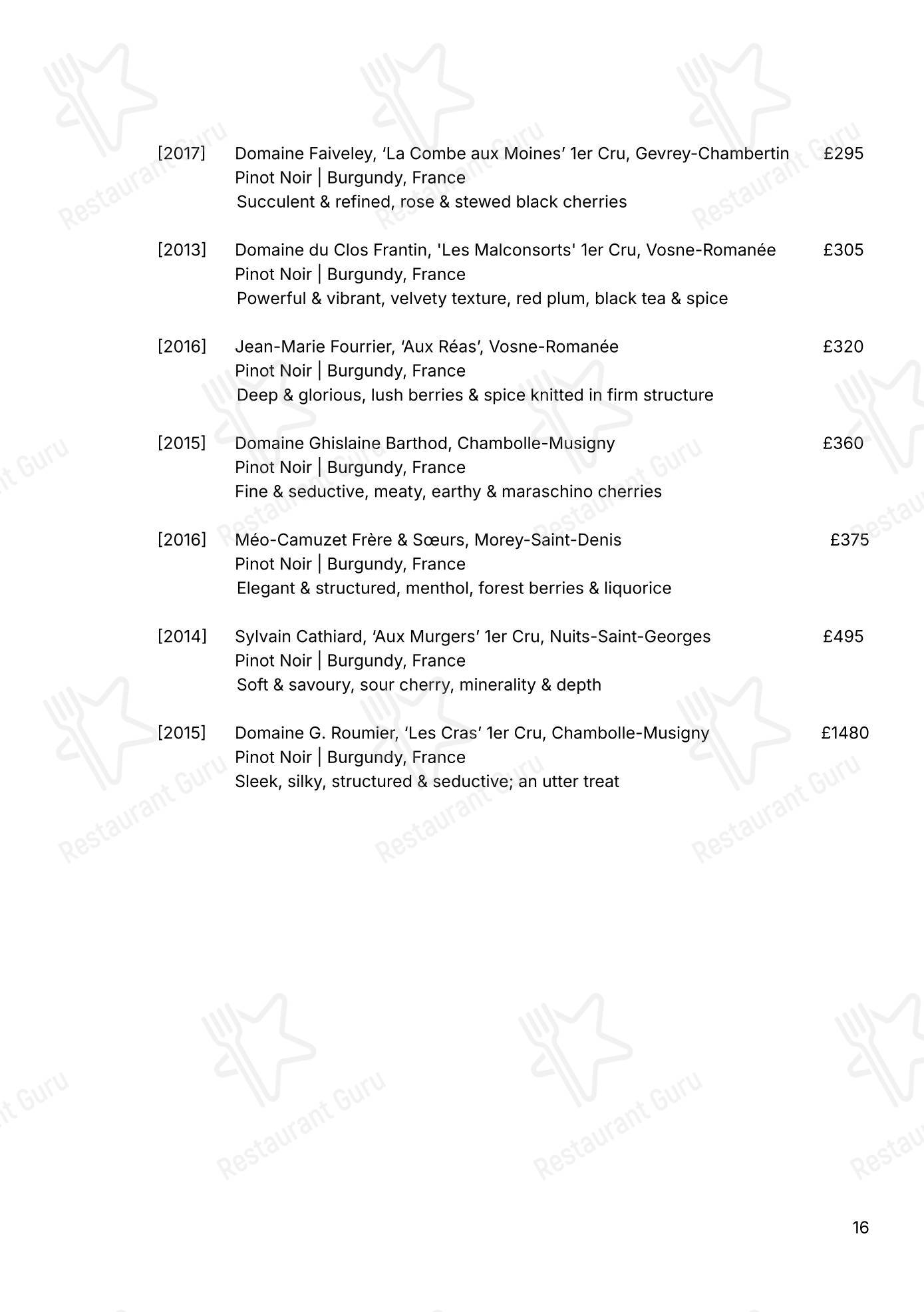 Takeaway Menu ресторана Portland