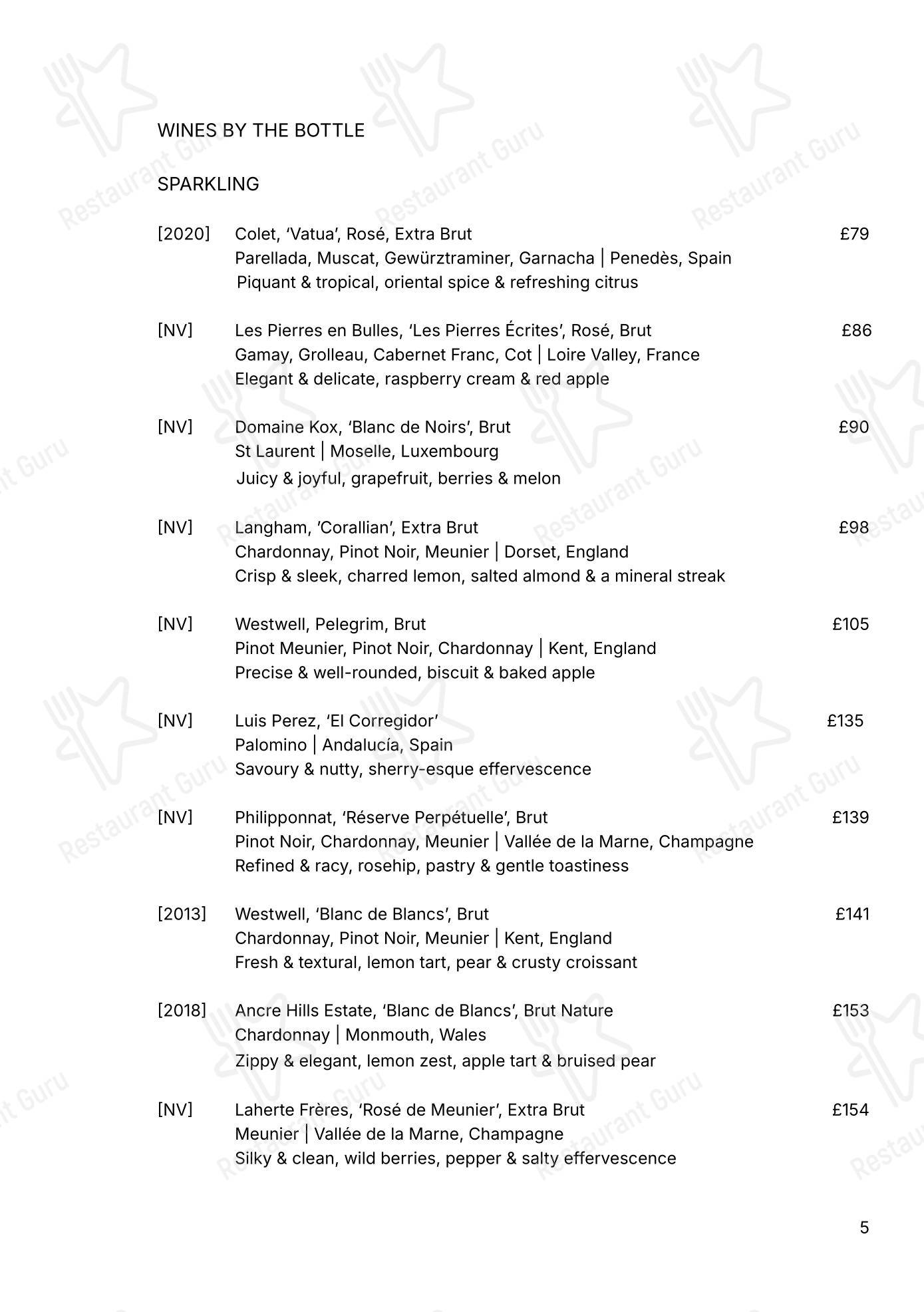 Takeaway Menu ресторана Portland в Лондоне