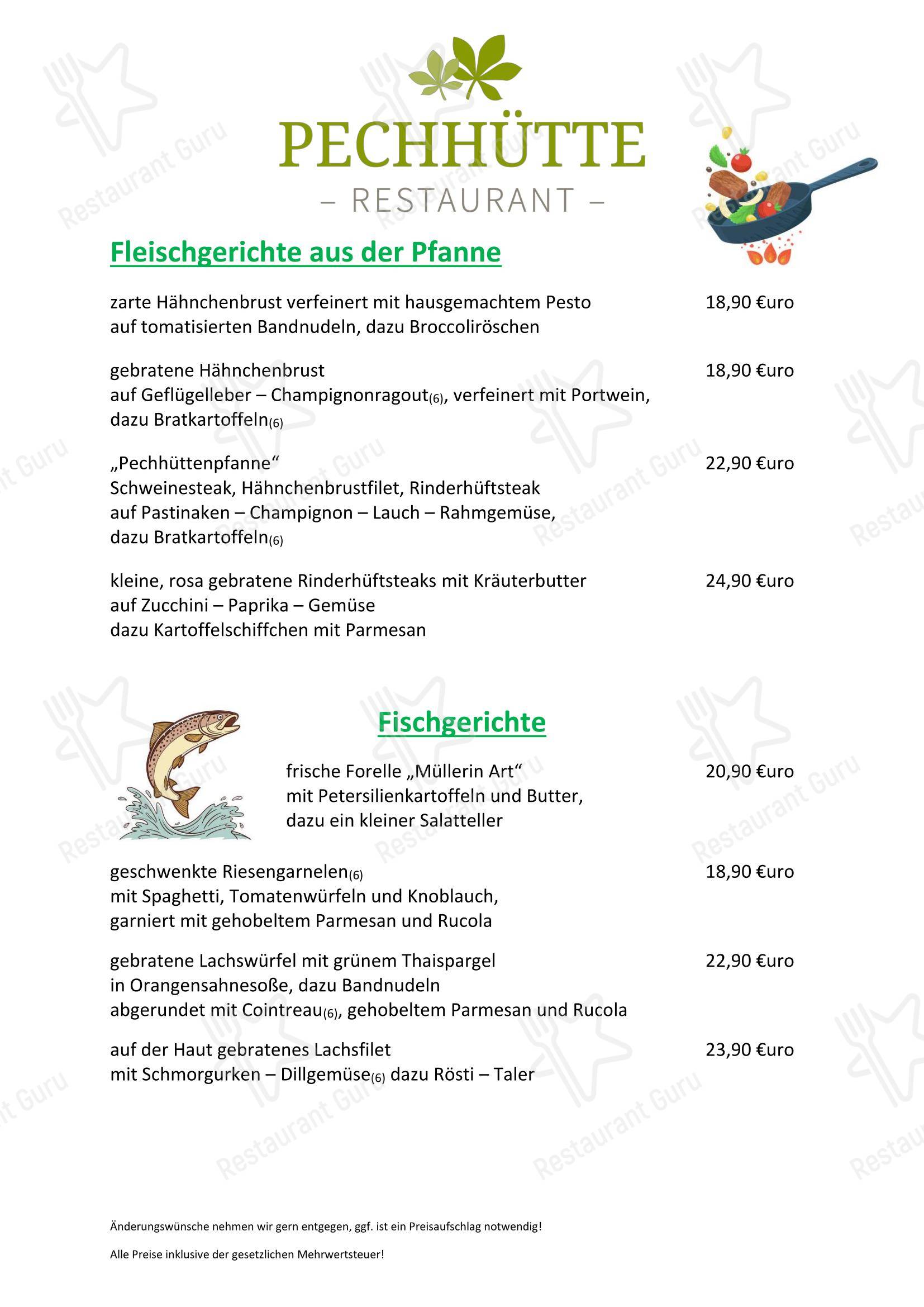 菜单 ресторана Restaurant Pechhütte в Радеберге