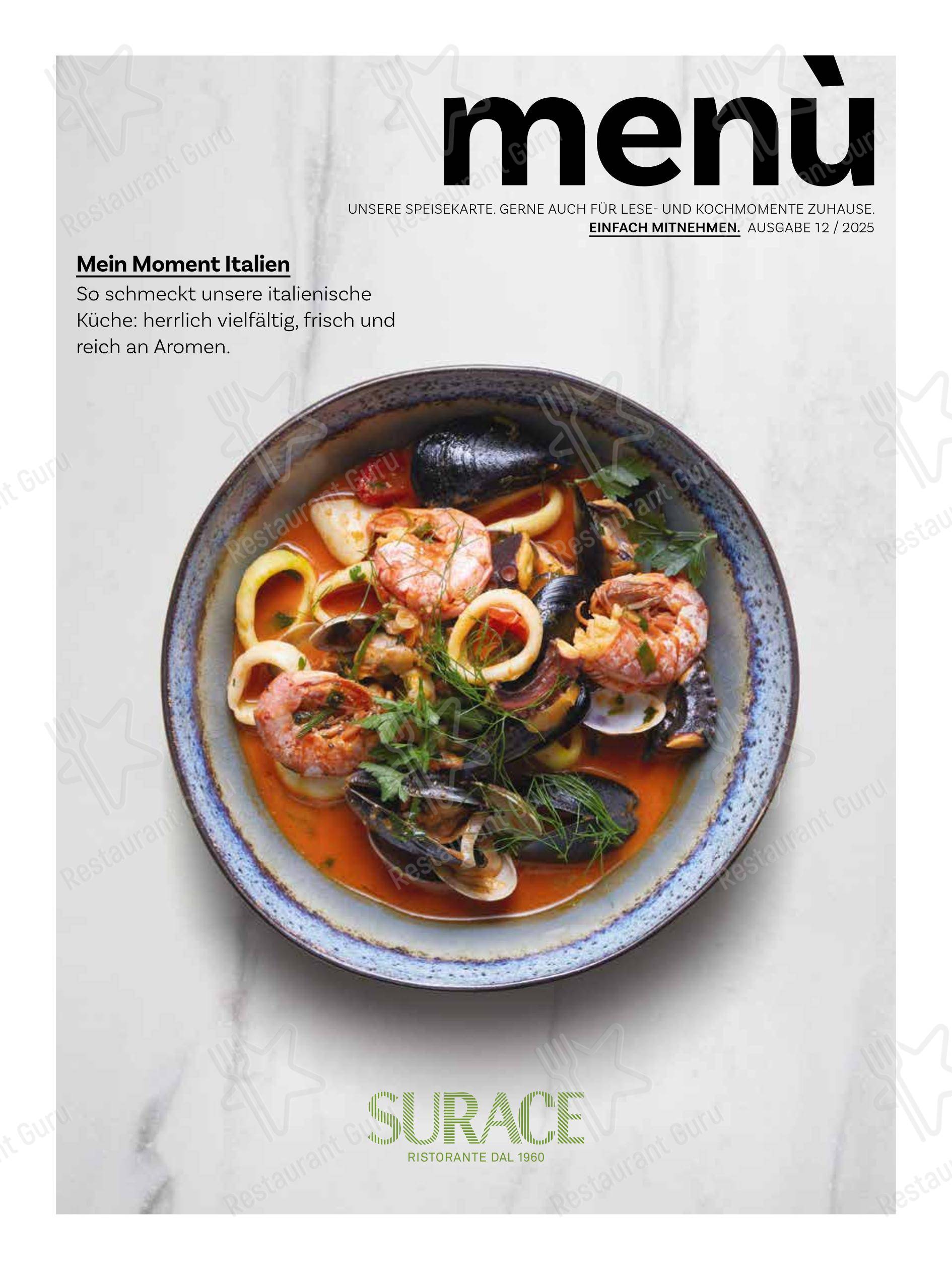 SURACE Ristorante LentiaCity в Линце - Основное меню