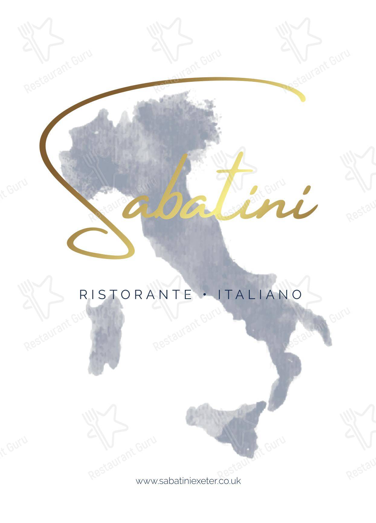 Меню ресторана Sabatini Exeter - Dinner Menu