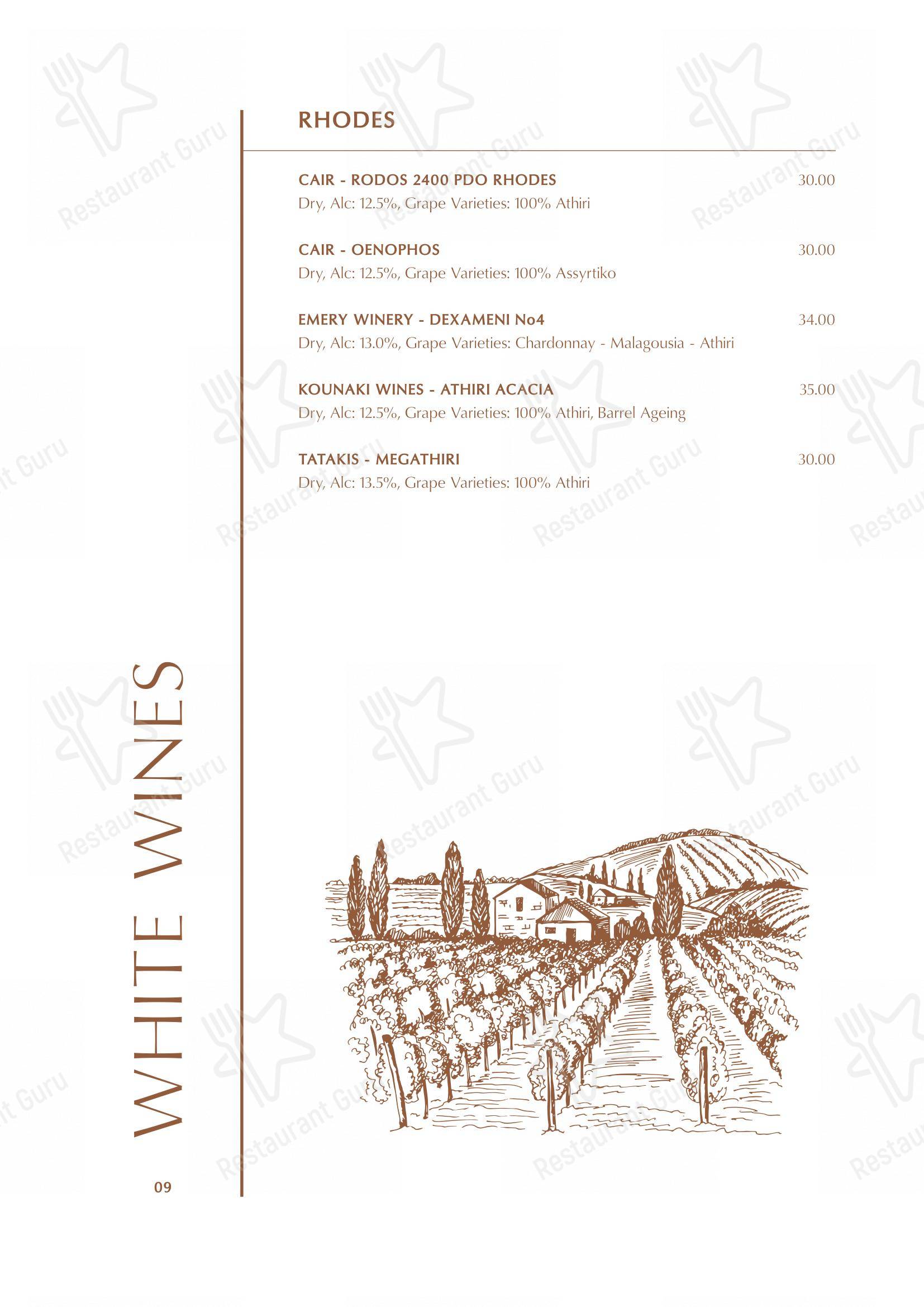 Меню паба и бара The Wine Bar - Old Town Rhodes в Родосе
