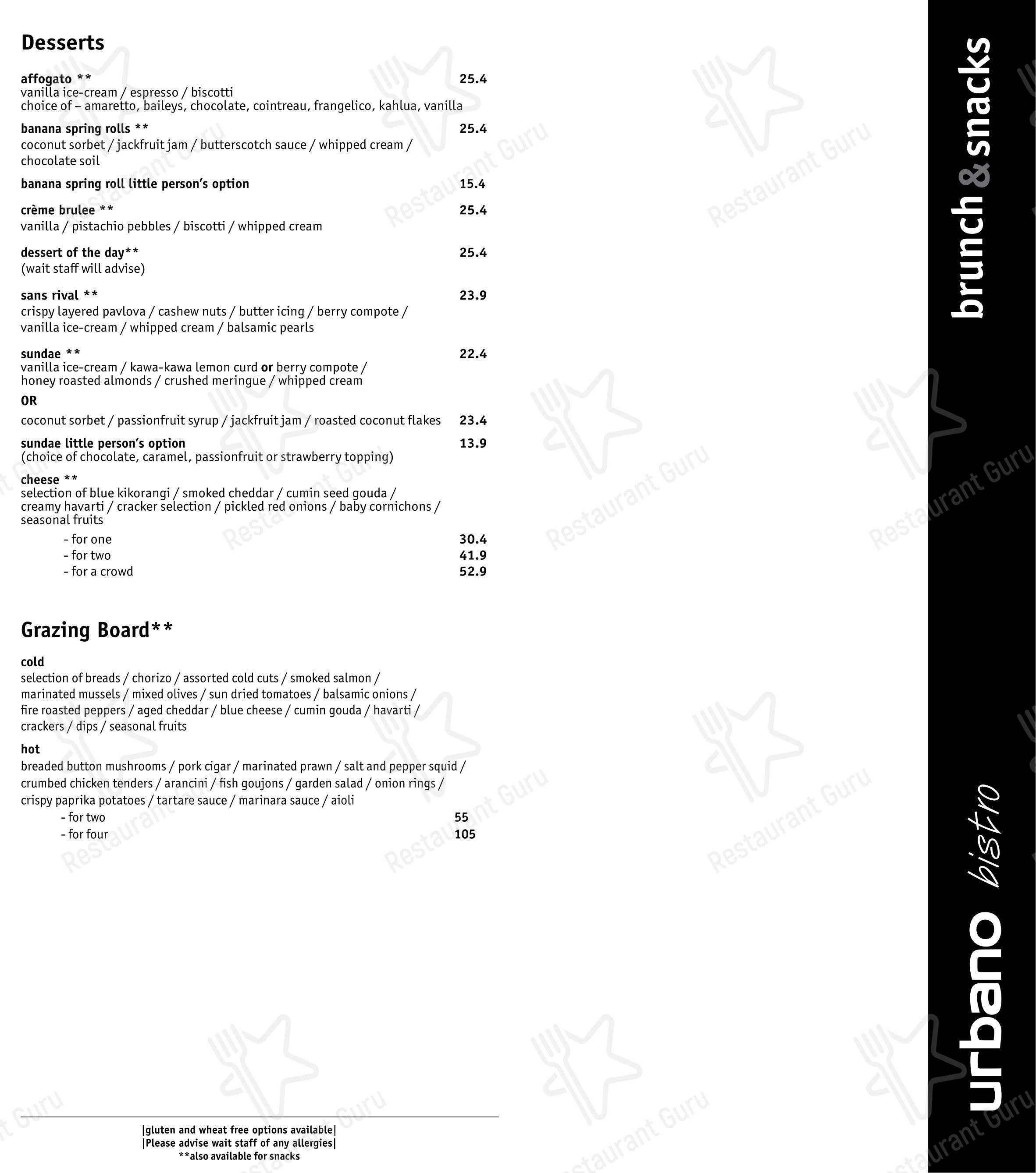 Коктейльная карта кафе Urbano Bistro Cafe & Restaurant в Роторуа
