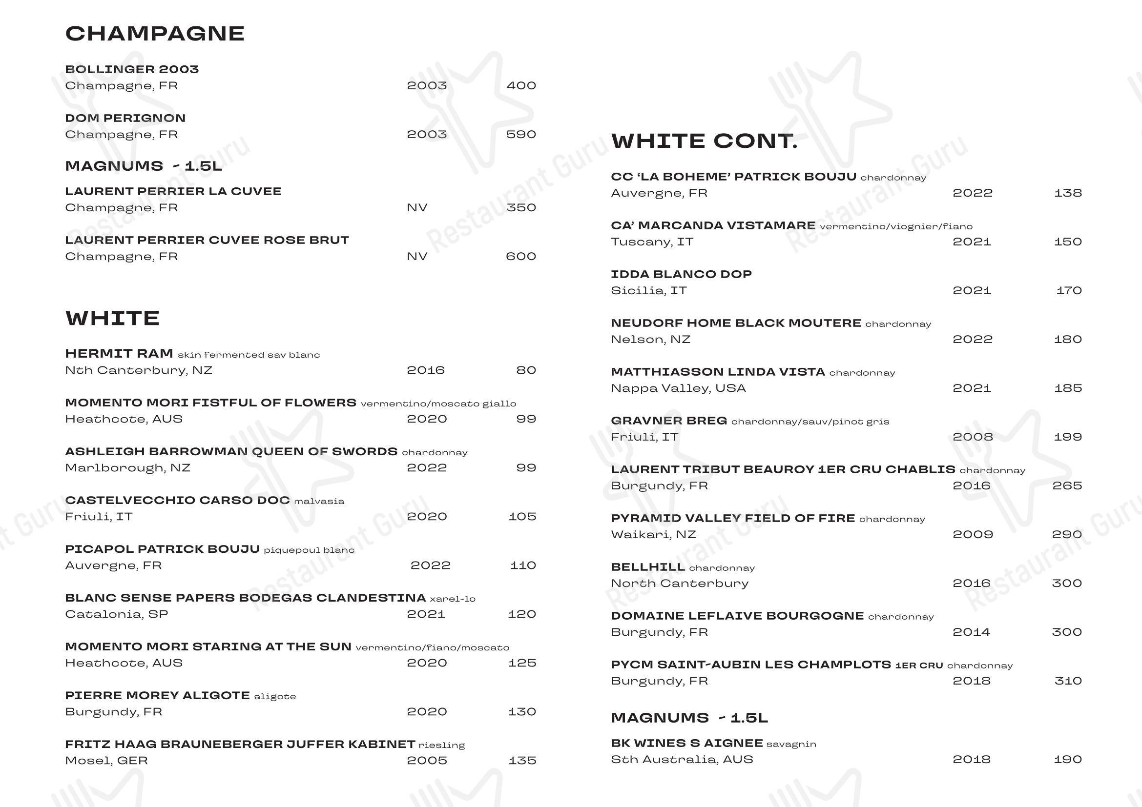 Меню кафе duo - Wine Menu